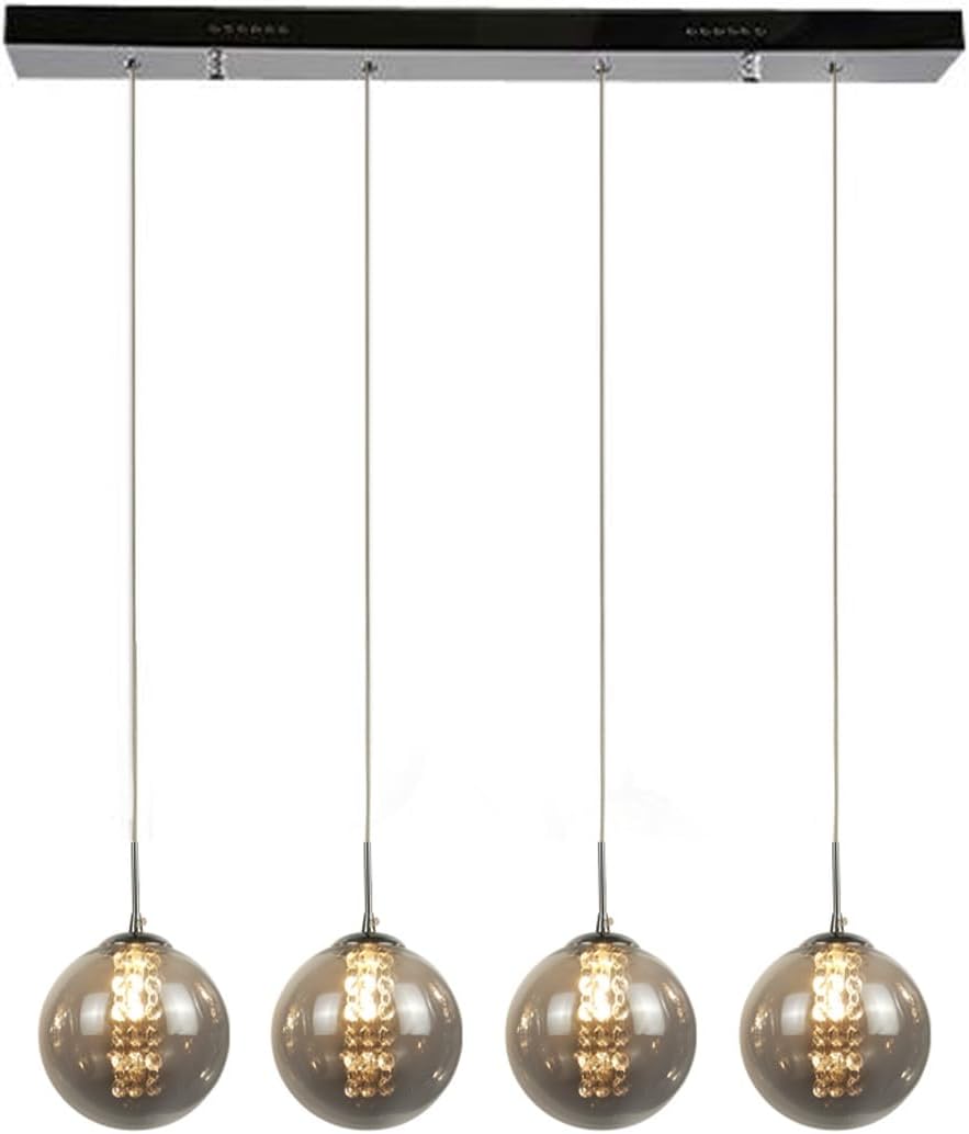 Cbjktx Lampada a Sospensione 4 Fiamme, Grigio Vetro - immagine 9