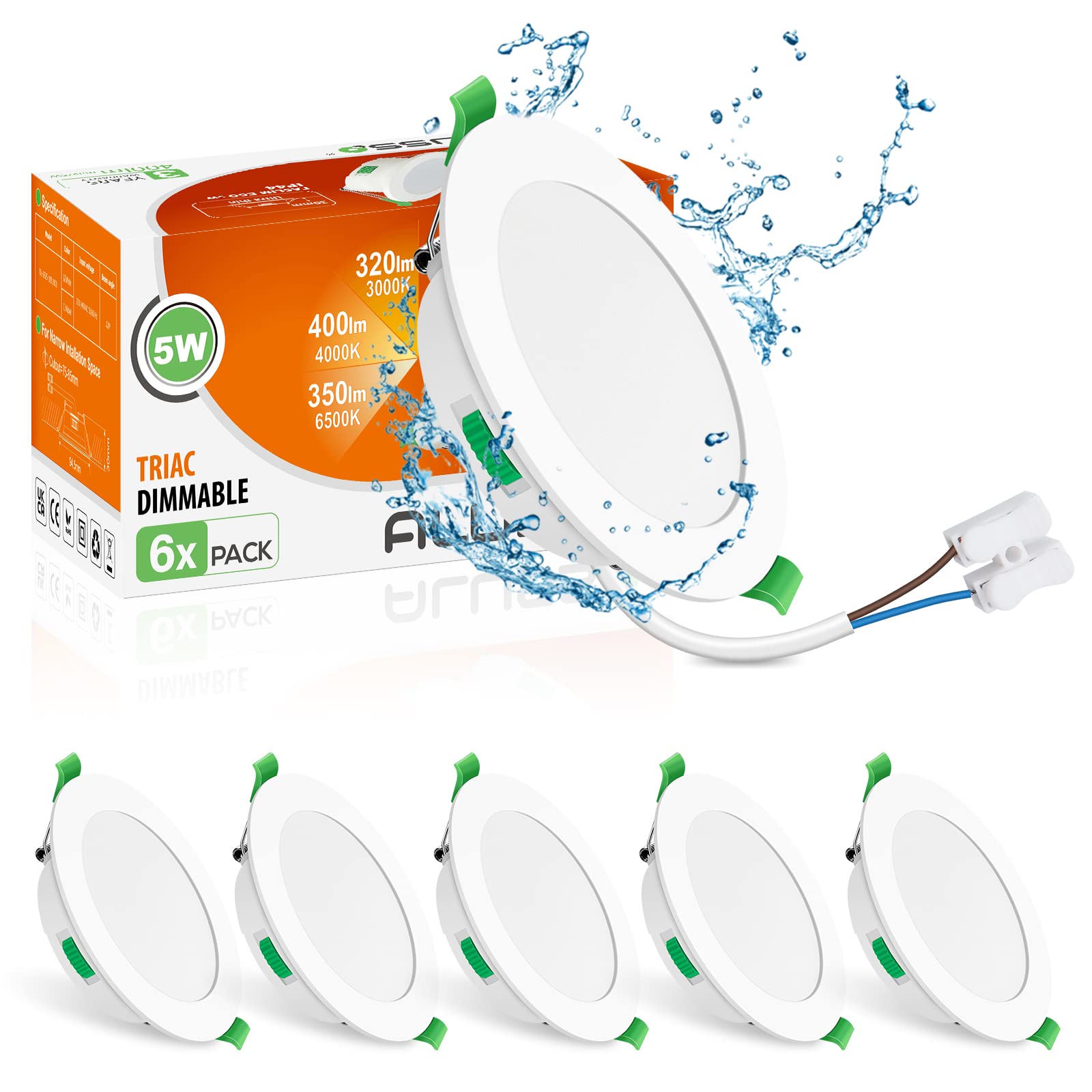 Alusso 6 Faretti LED da Incasso 5W Dimmerabili IP65