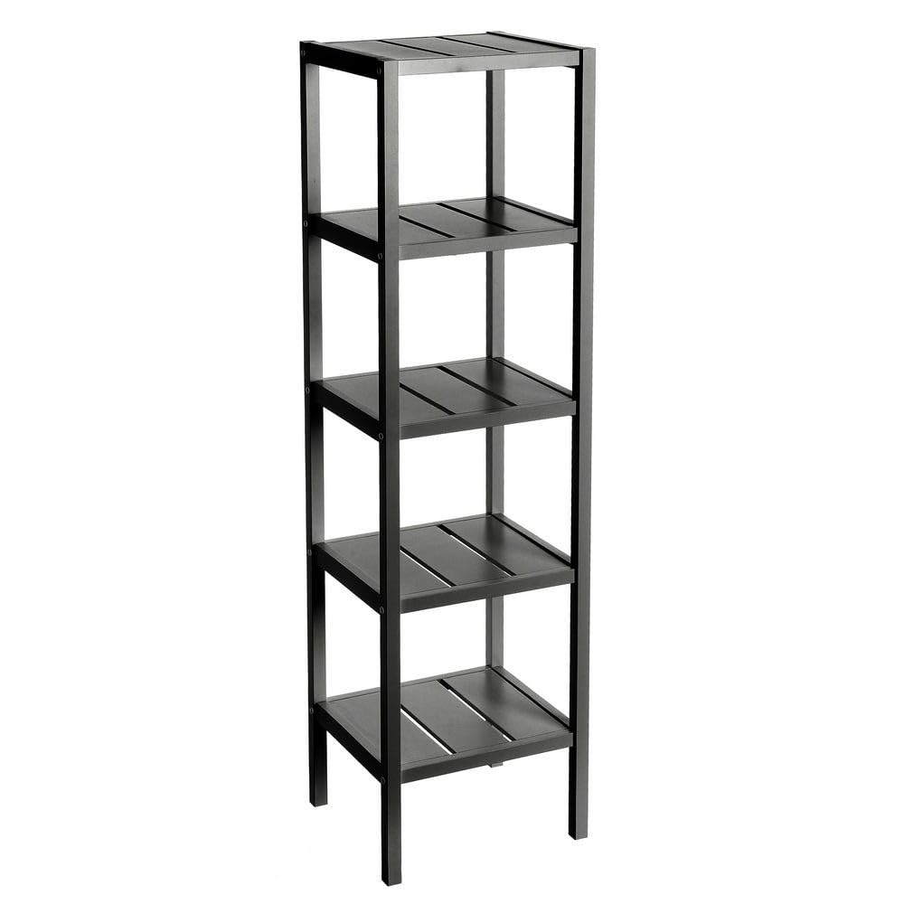 Scaffale da pavimento con 5 ripiani in MDF in nero