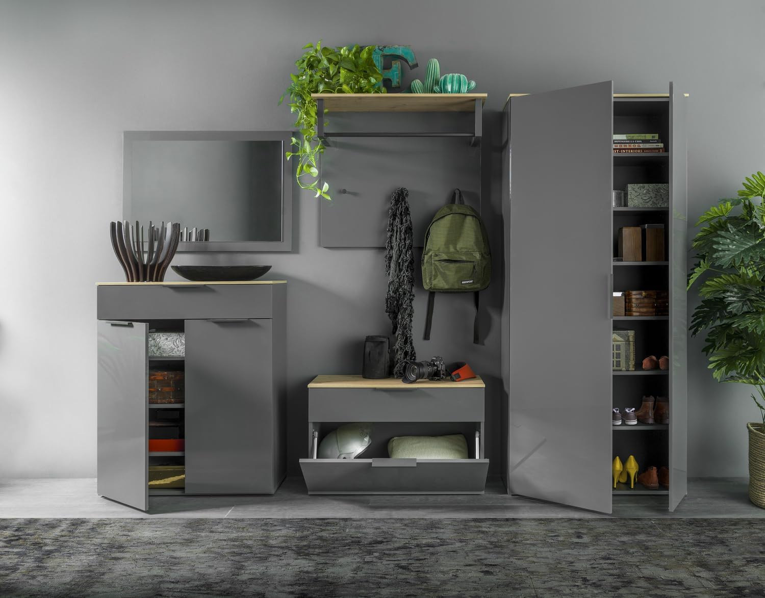 Composad Scarpiera Panca GALAVERNA Grigio Titanio Laccato - immagine 5