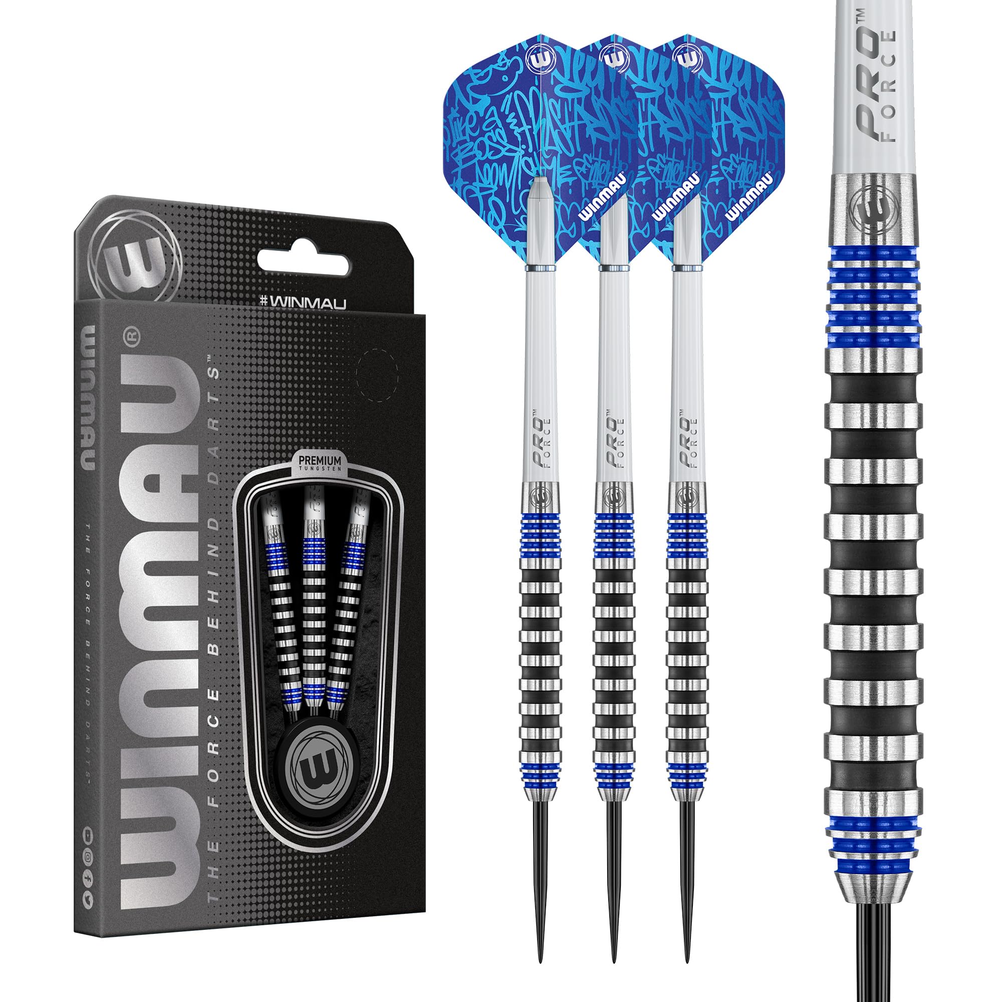 Fléchettes Winmau ADV500 – Set De 3 Pointes Acier 22 G, Tiges Et Ailettes Incluses, Design élégant