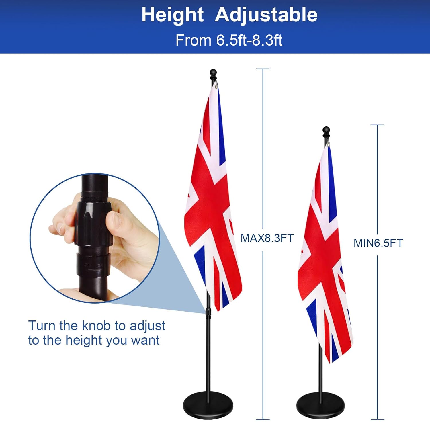 Asta per Bandiera per Interni con Base 200-252cm - immagine 3