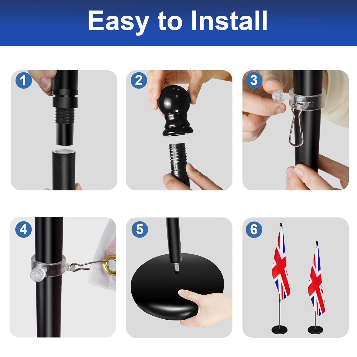 Asta per Bandiera per Interni con Base 200-252cm - immagine 4