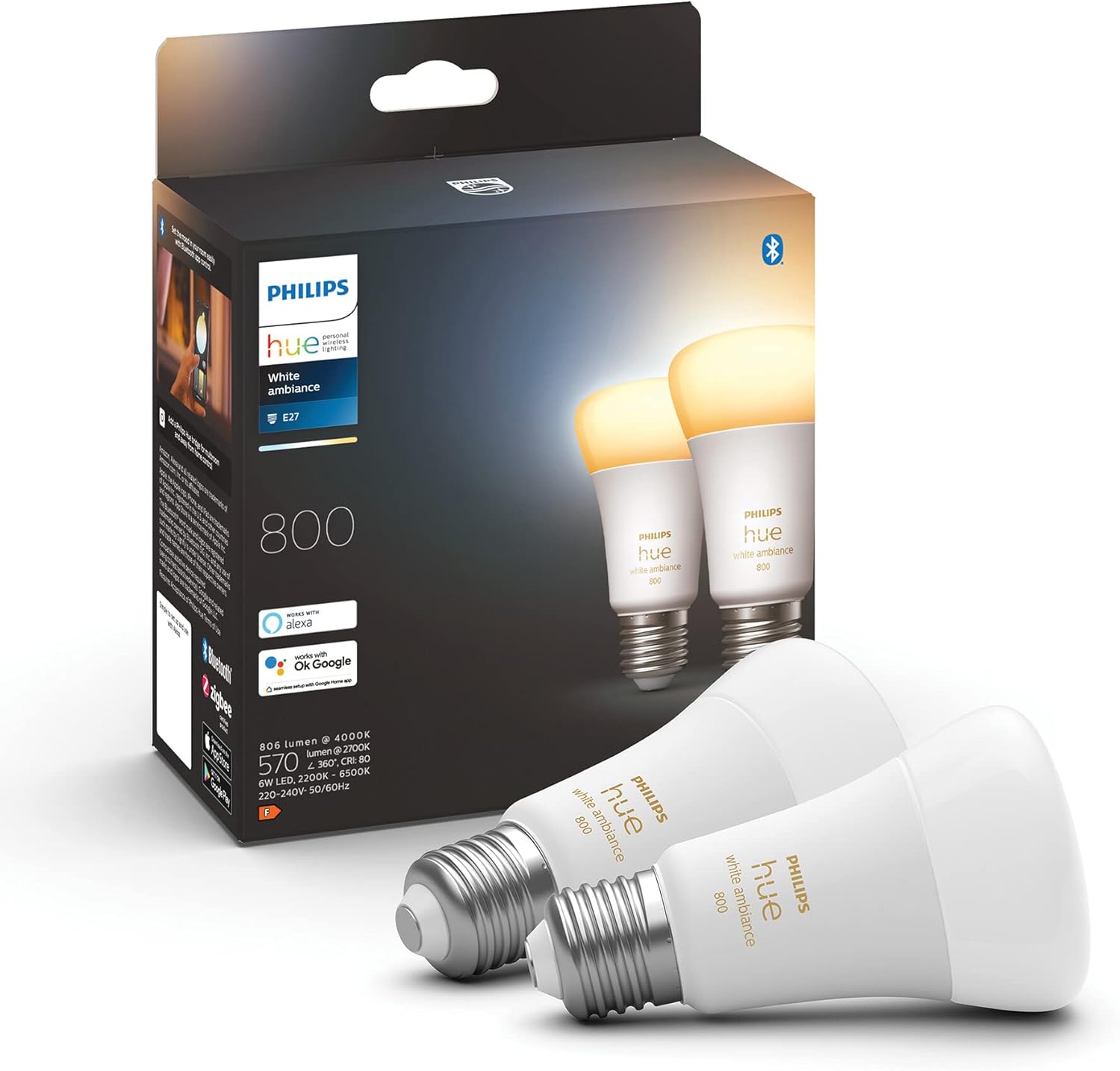 Philips Hue White Ambiance Lampadina LED Smart E27 (2 pz)
