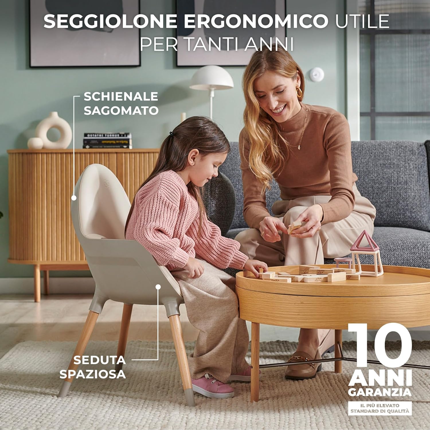 Kinderkraft Seggiolone Pappa FINI2 2 in 1, Grigio - immagine 5
