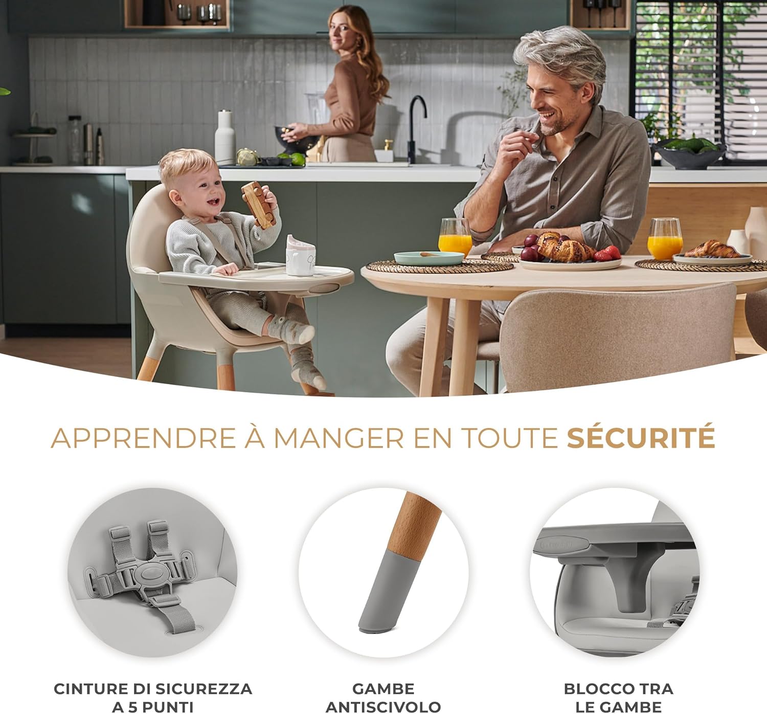 Kinderkraft Seggiolone Pappa FINI2 2 in 1, Grigio - immagine 6