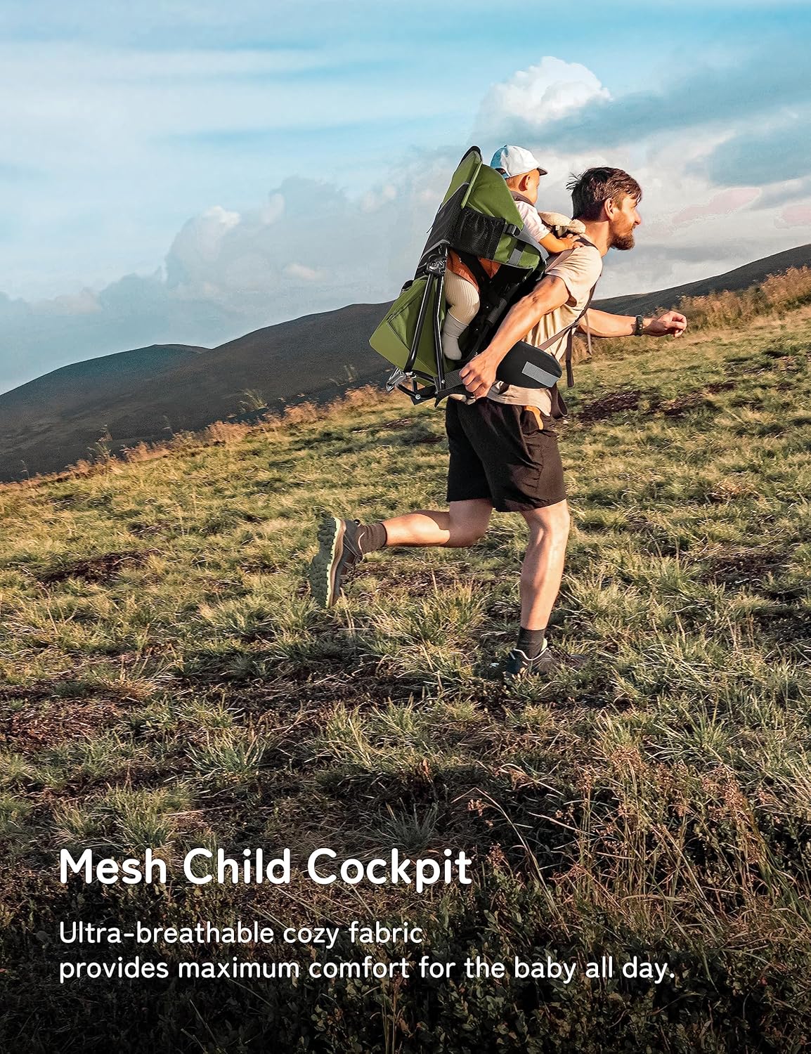 Besrey Zaino Porta Bambino Trekking Montagna, Verde Militare - immagine 5