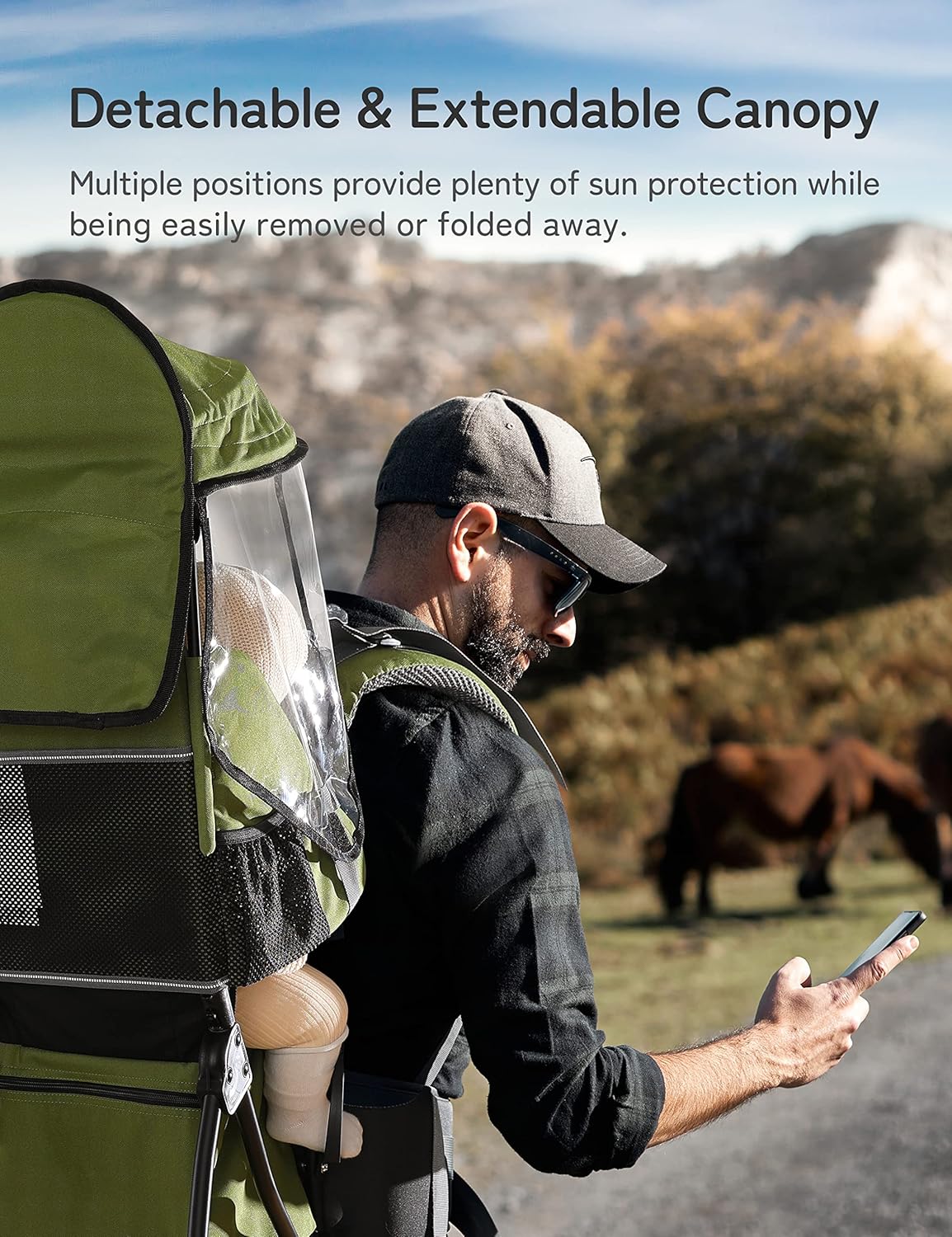 Besrey Zaino Porta Bambino Trekking Montagna, Verde Militare - immagine 6