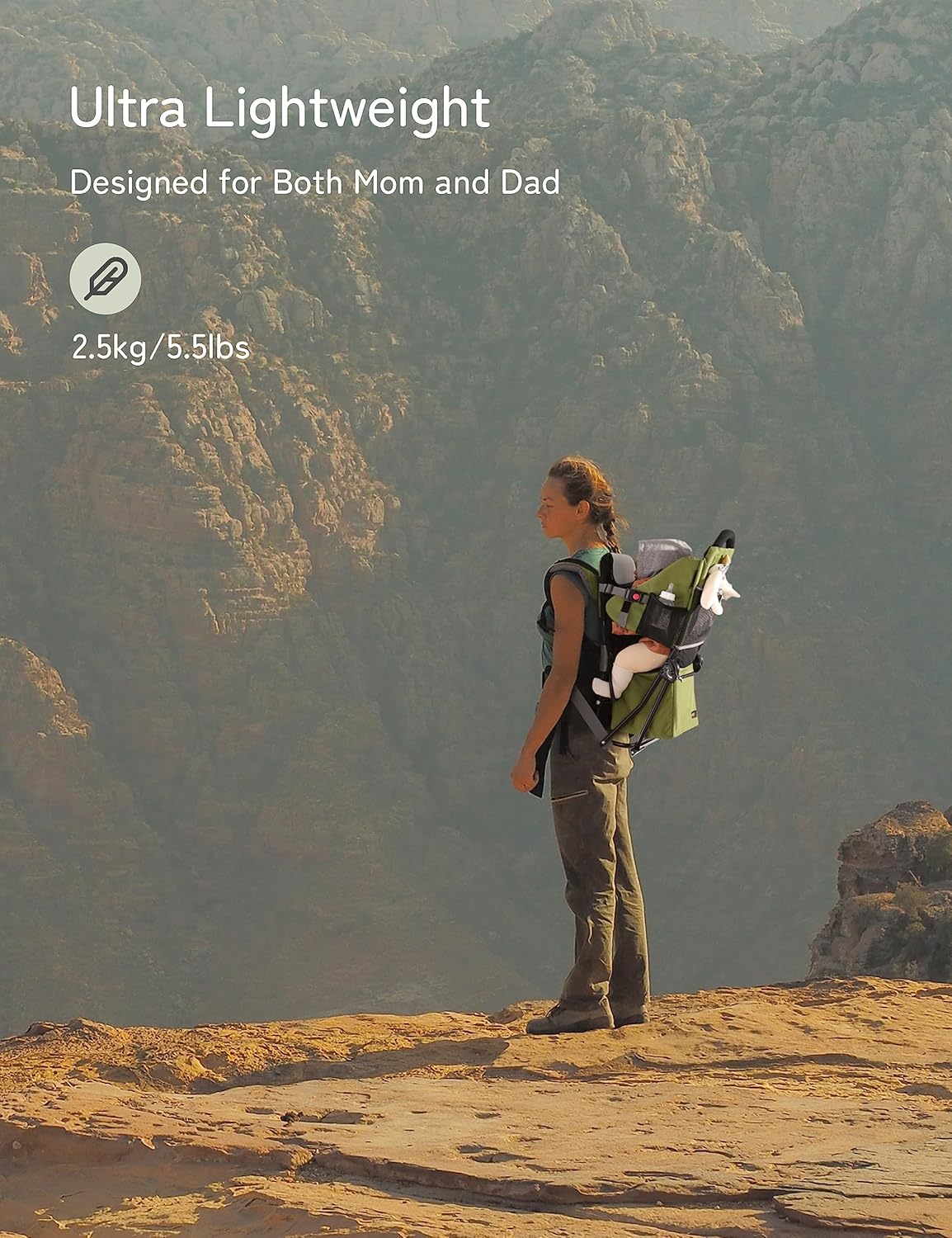 Besrey Zaino Porta Bambino Trekking Montagna, Verde Militare - immagine 8