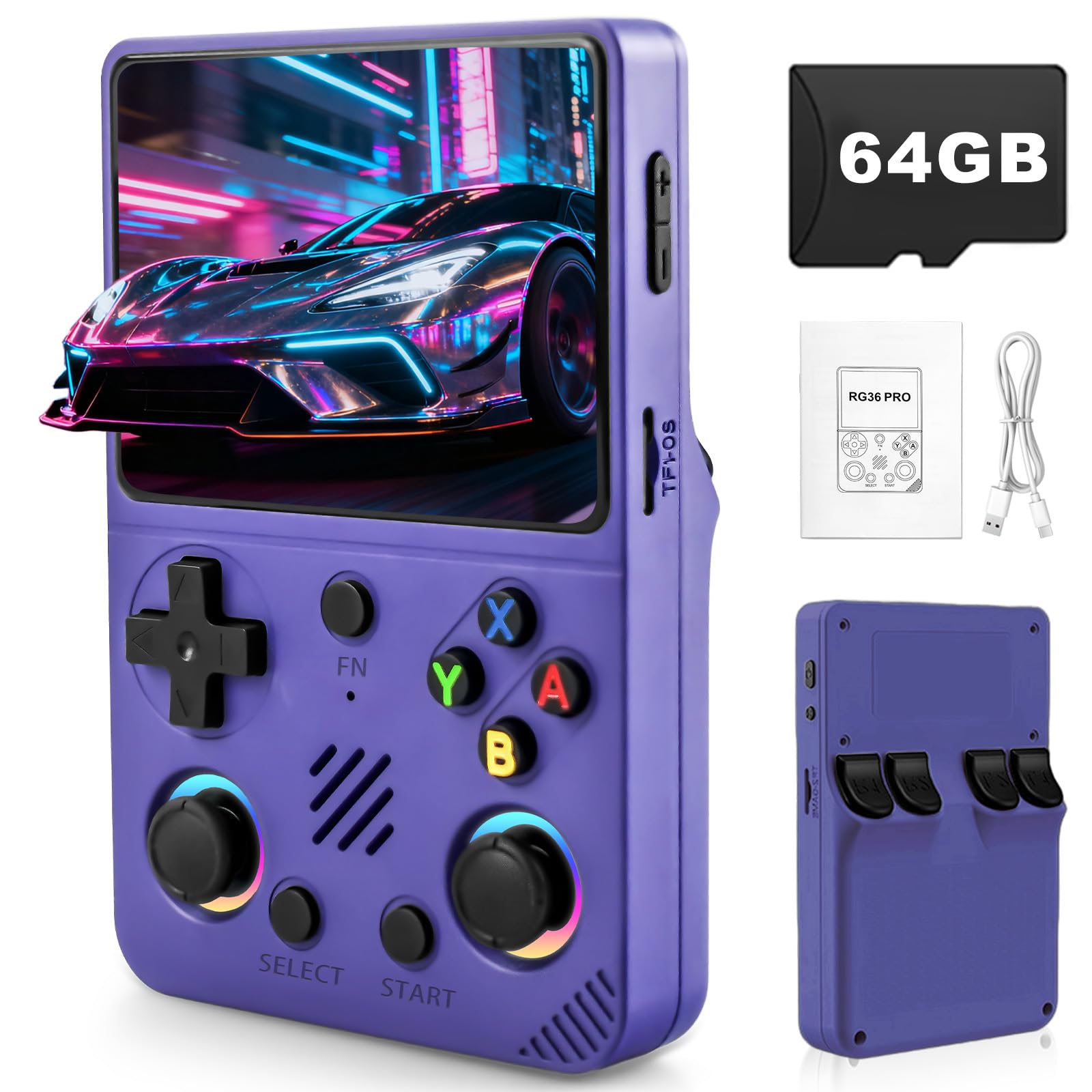 RG36PRO Retro Console Video Game 3.5" IPS, Purple