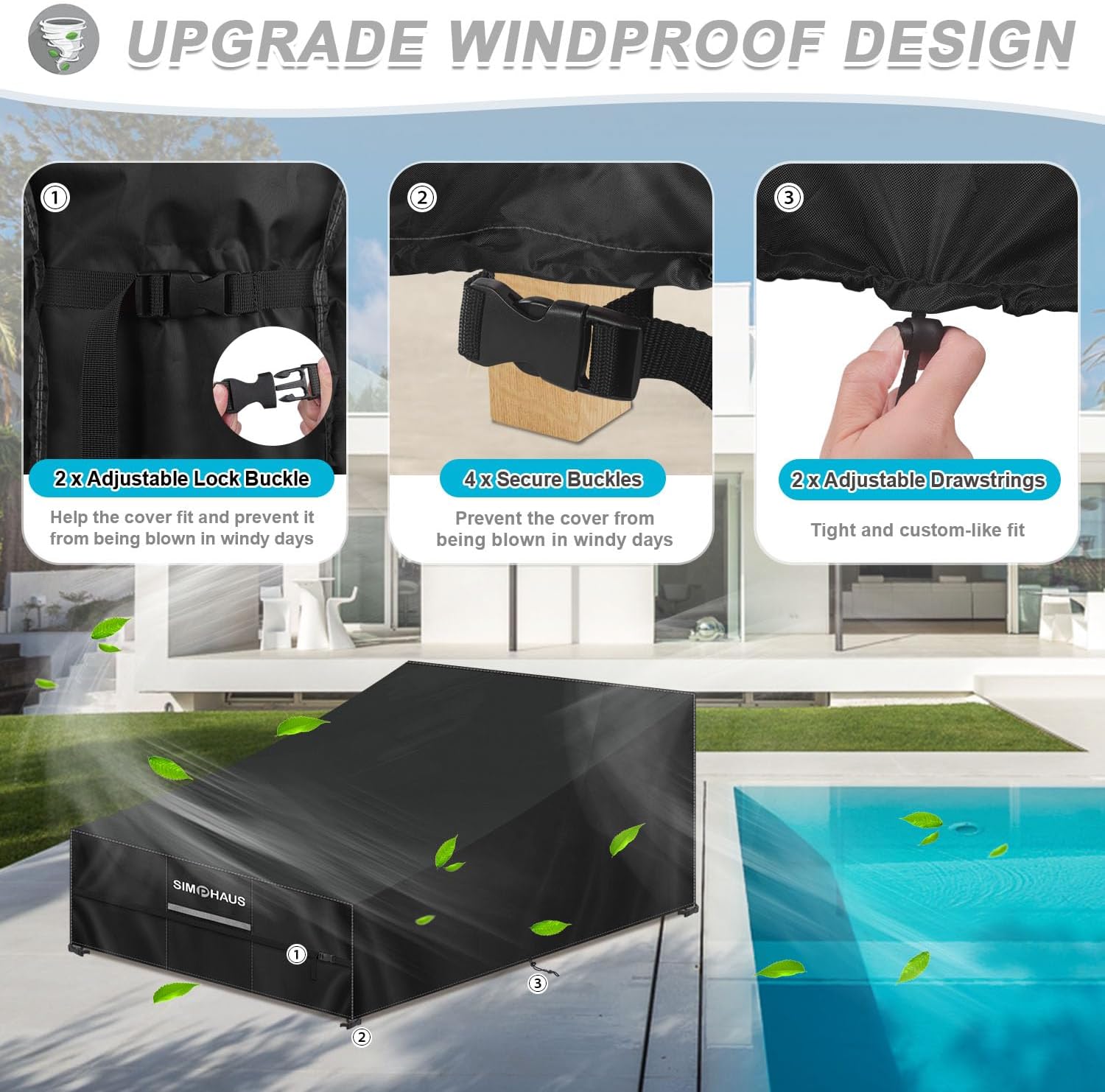 Simphaus Telo Copri Lettino da Giardino 210x150x40/90cm - immagine 5