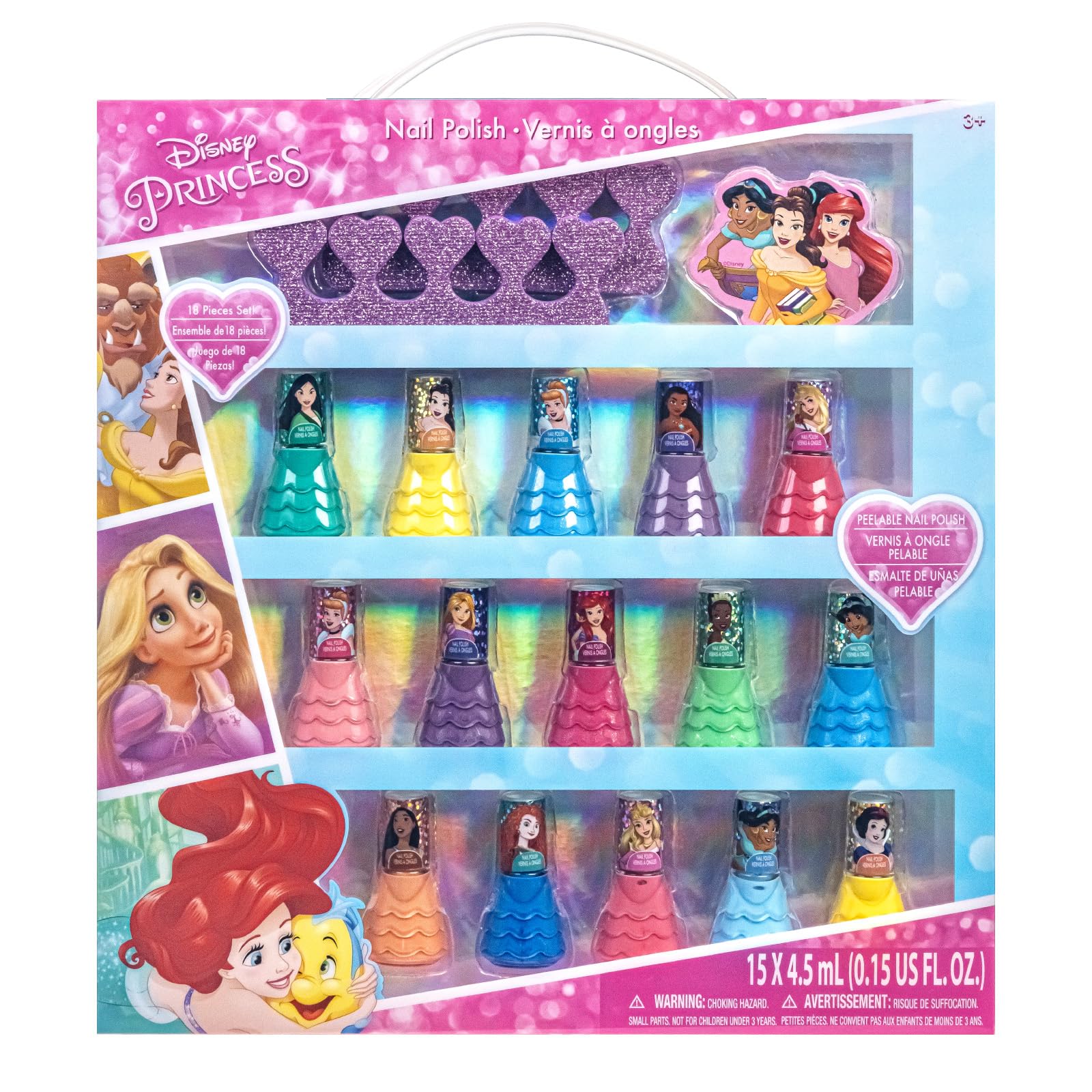 Disney Princess set smalti per unghie per bambini | Smalto non tossico e rimovibile | Regali di compleanno per bambine dai 3 anni in su by Townley Girl