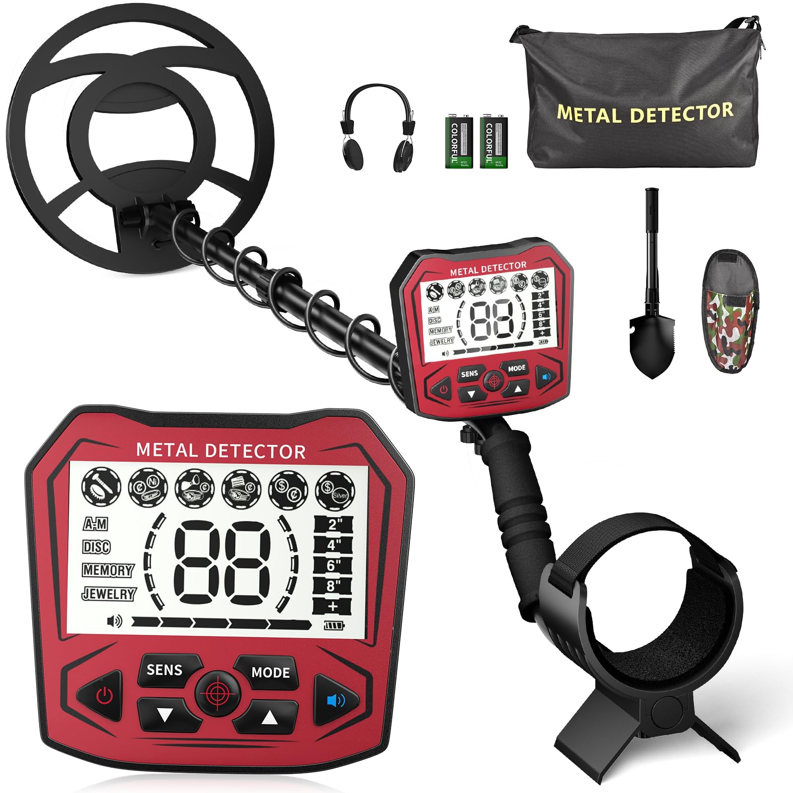 Metal Detector Professionale IP68, Rosso