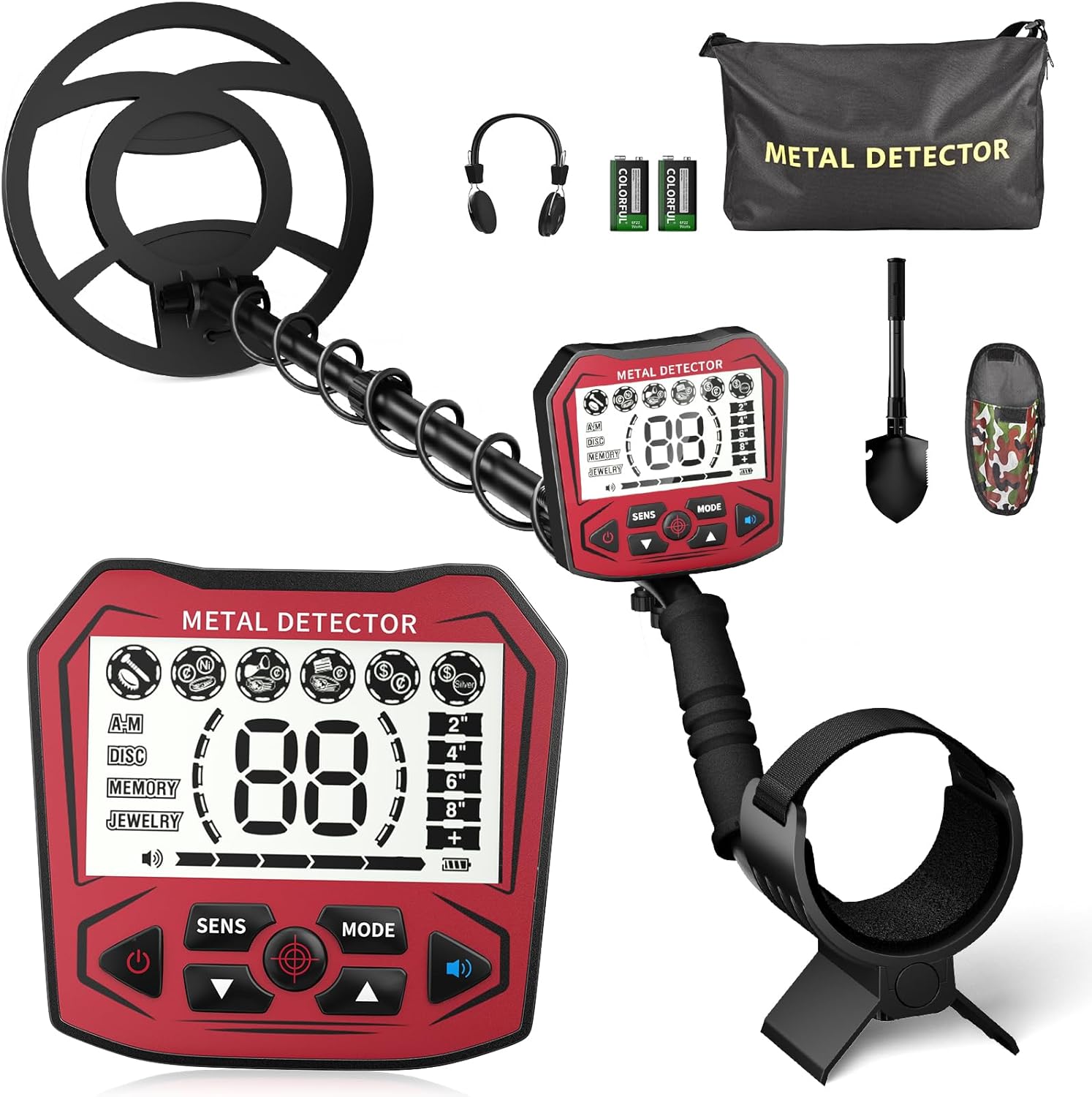 Metal Detector Professionale IP68, Rosso - immagine 1