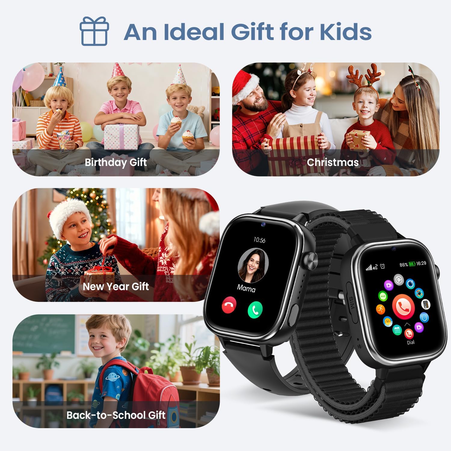 Swgota Smartwatch Bambini 4G con GPS e Chiamate, Nero - immagine 2