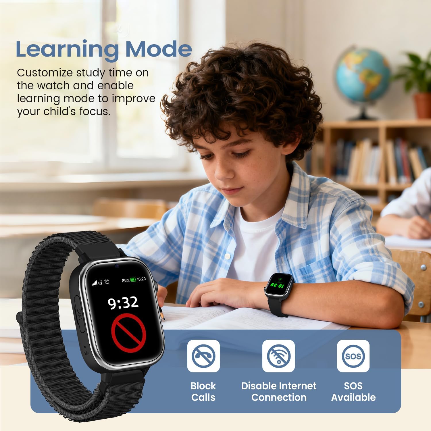 Swgota Smartwatch Bambini 4G con GPS e Chiamate, Nero - immagine 6