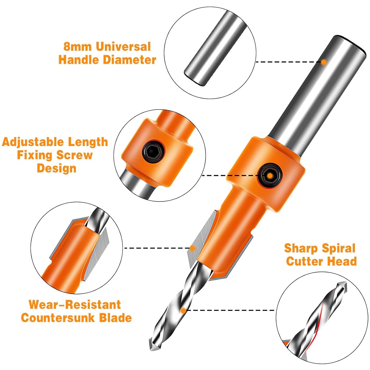 Set Punte da Trapano Svasate 8mm per Falegnameria - immagine 2