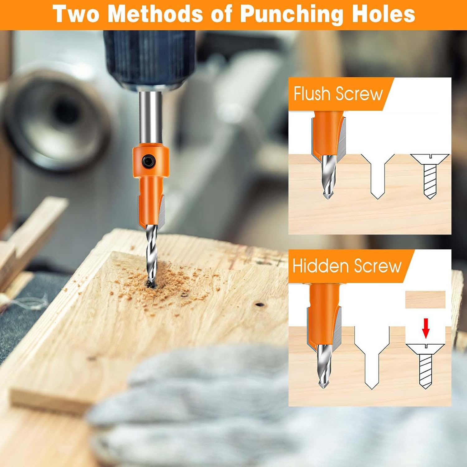 Set Punte da Trapano Svasate 8mm per Falegnameria - immagine 4