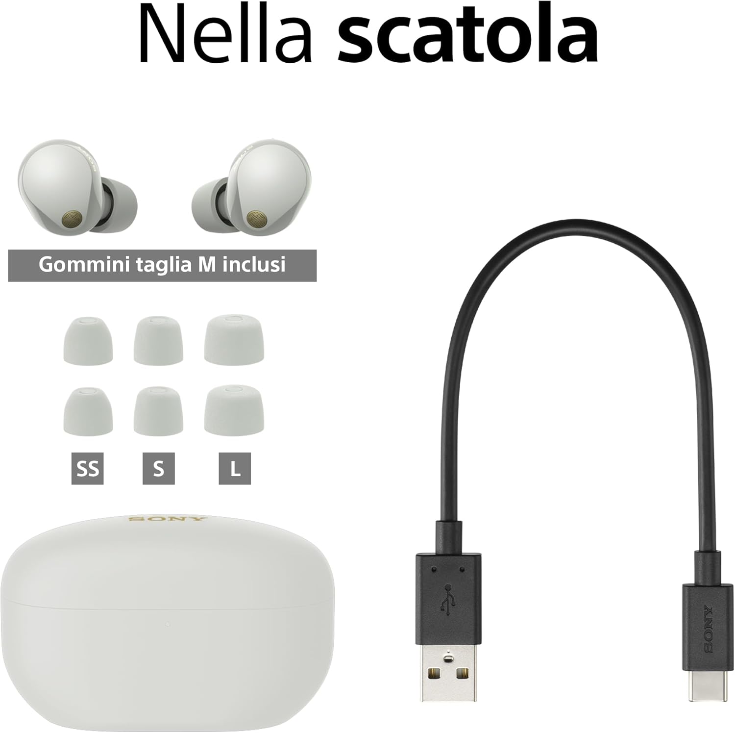 Sony WF-1000XM5 Cuffie Wireless Noise Cancelling, Grigio - immagine 8