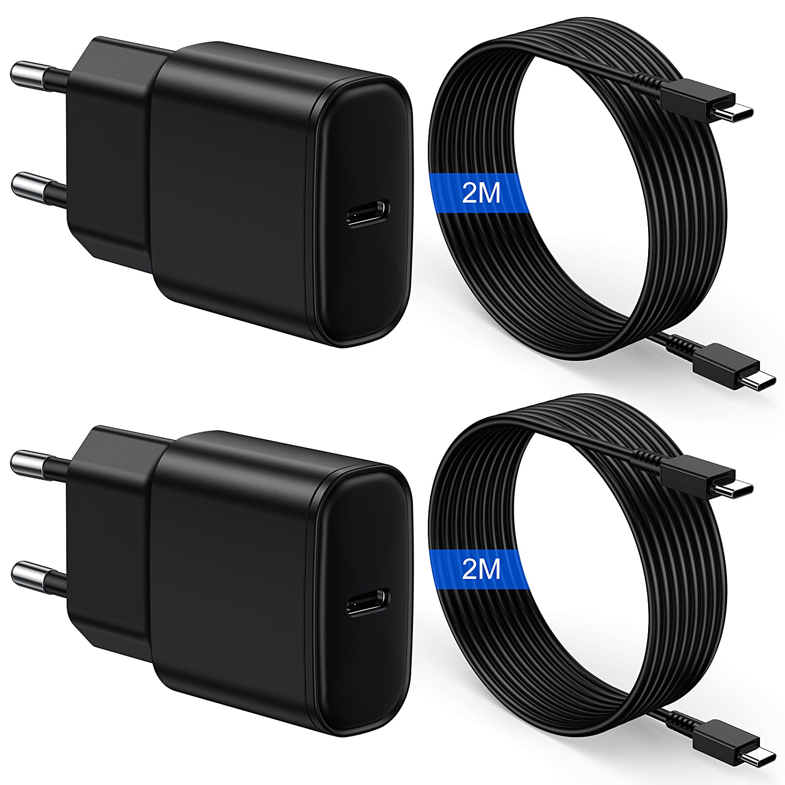 Caricabatterie per Samsung 25W con Cavo 2M, 2 Pack