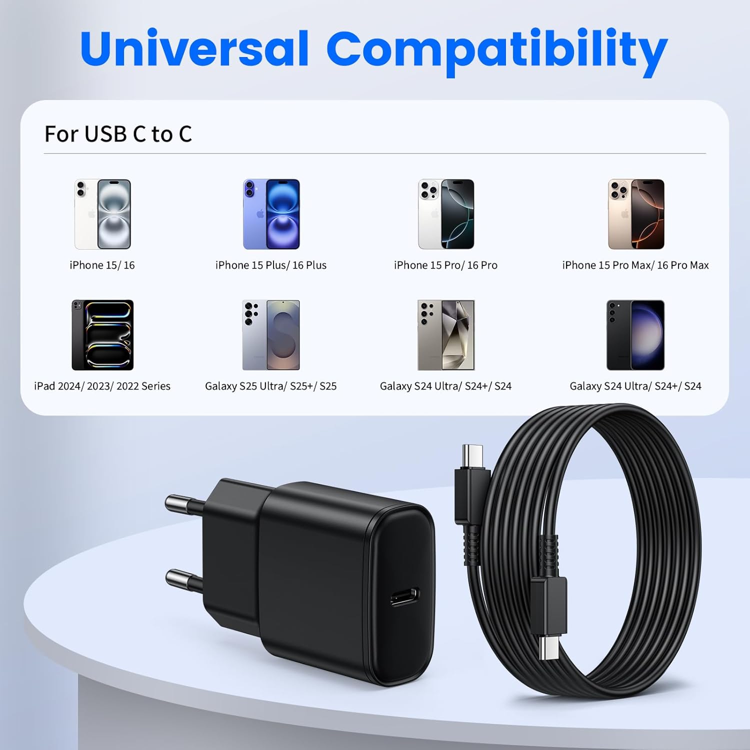 Caricabatterie per Samsung 25W con Cavo 2M, 2 Pack - immagine 2