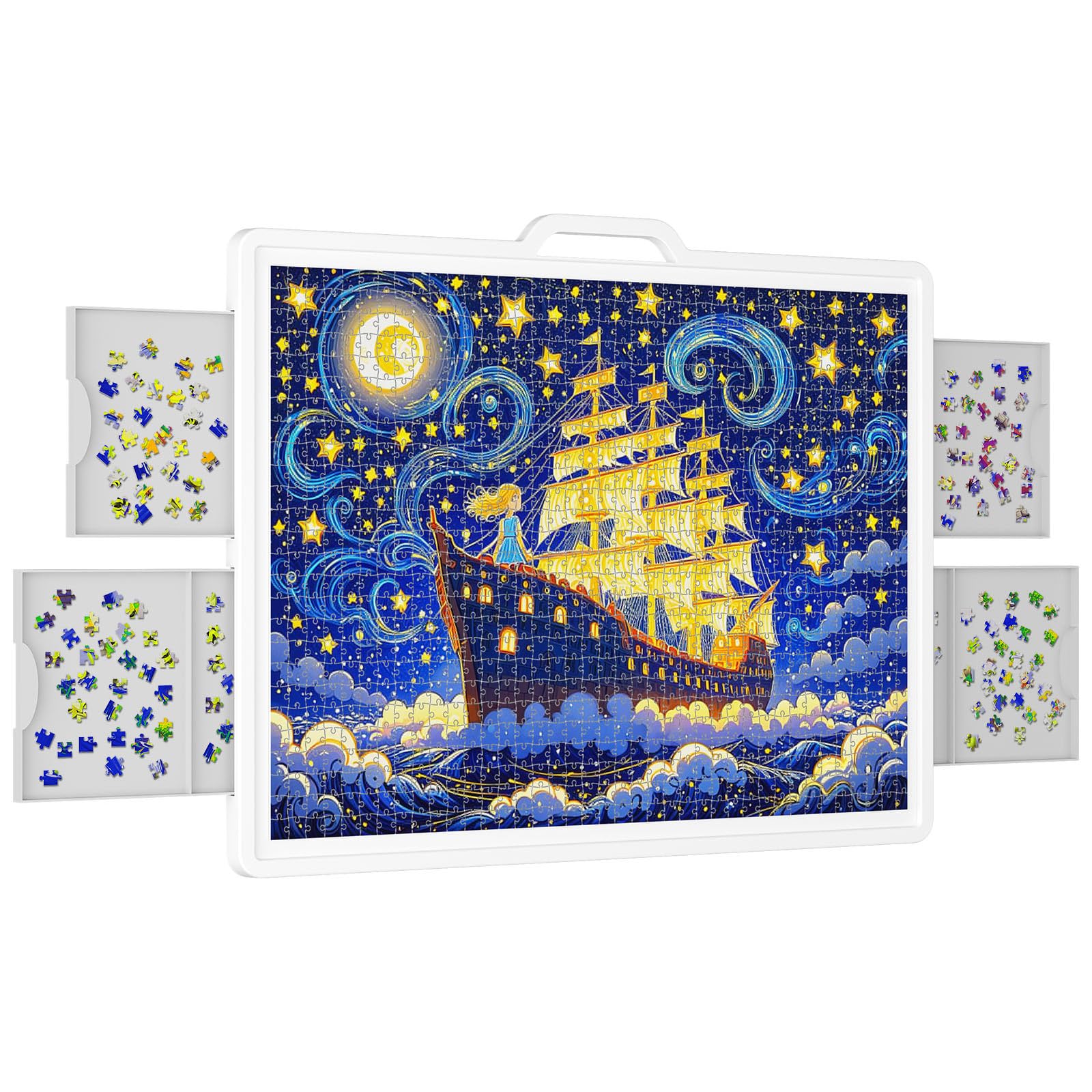 Lifewit Tavolo Puzzle Girevole 1500 Pezzi con 4 Cassetti