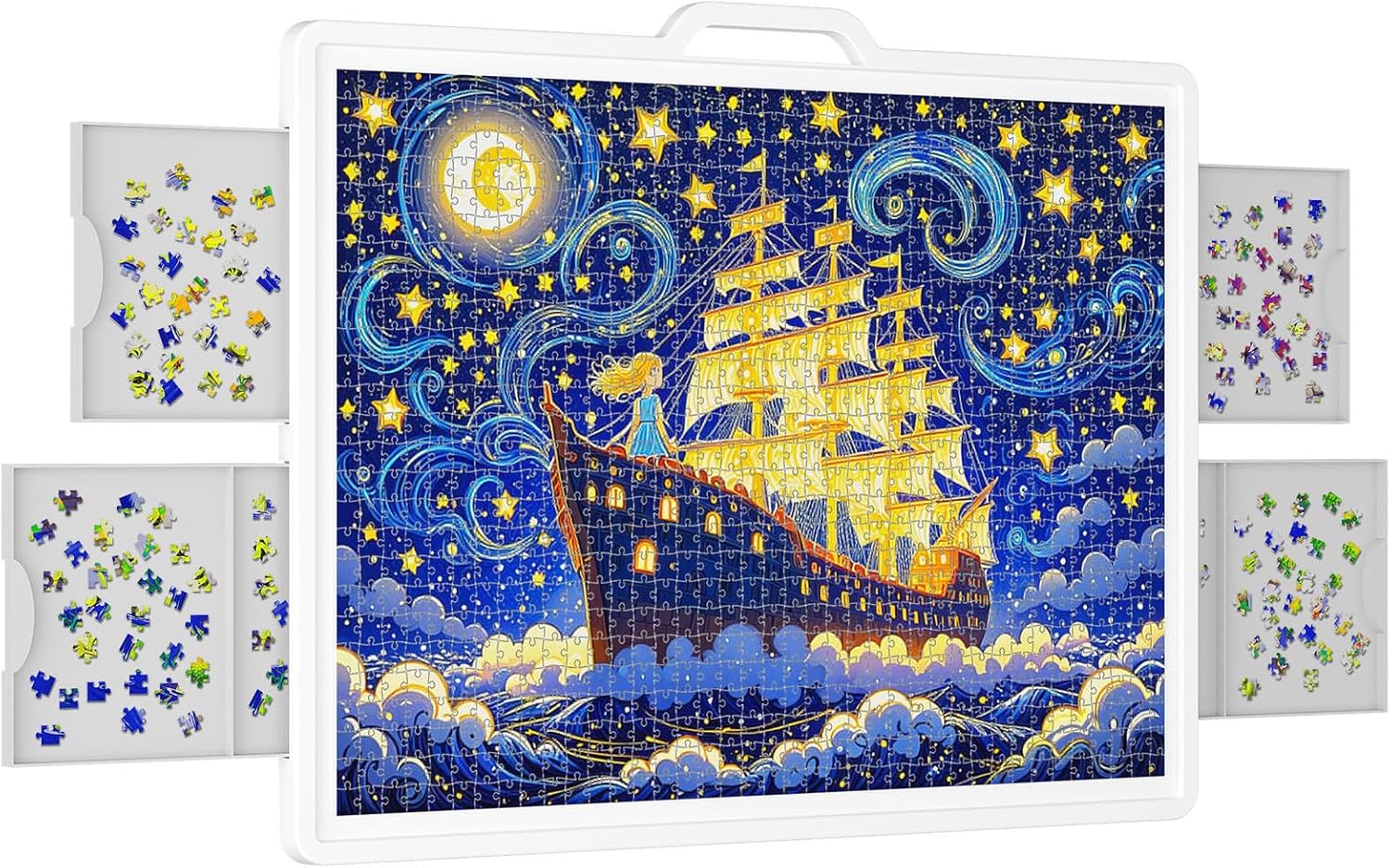 Lifewit Tavolo Puzzle Girevole 1500 Pezzi con 4 Cassetti - immagine 1