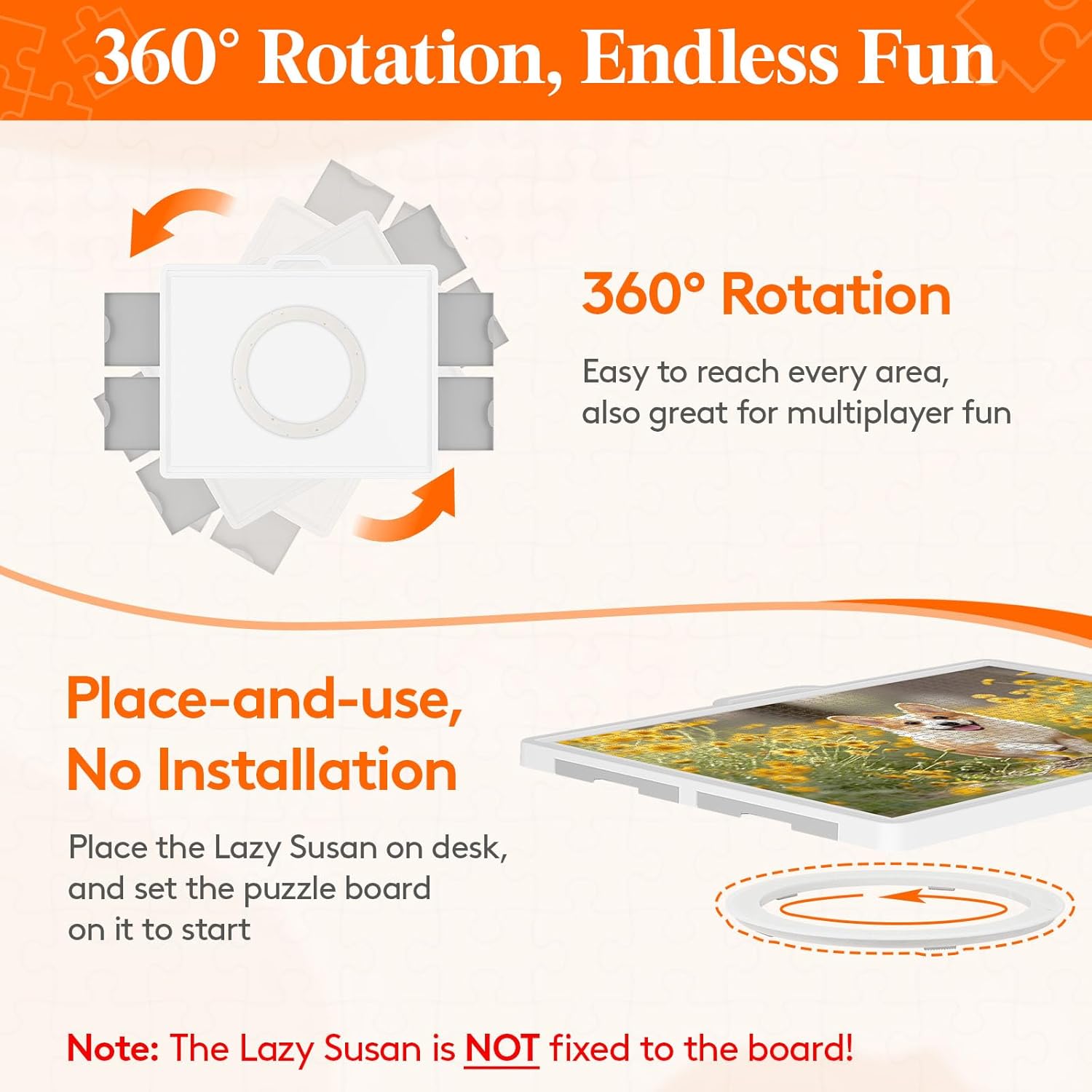 Lifewit Tavolo Puzzle Girevole 1500 Pezzi con 4 Cassetti - immagine 3