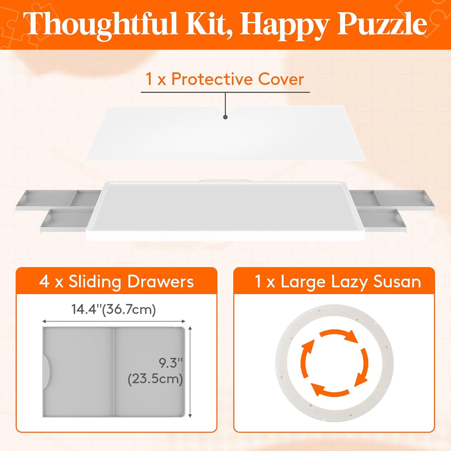 Lifewit Tavolo Puzzle Girevole 1500 Pezzi con 4 Cassetti - immagine 4