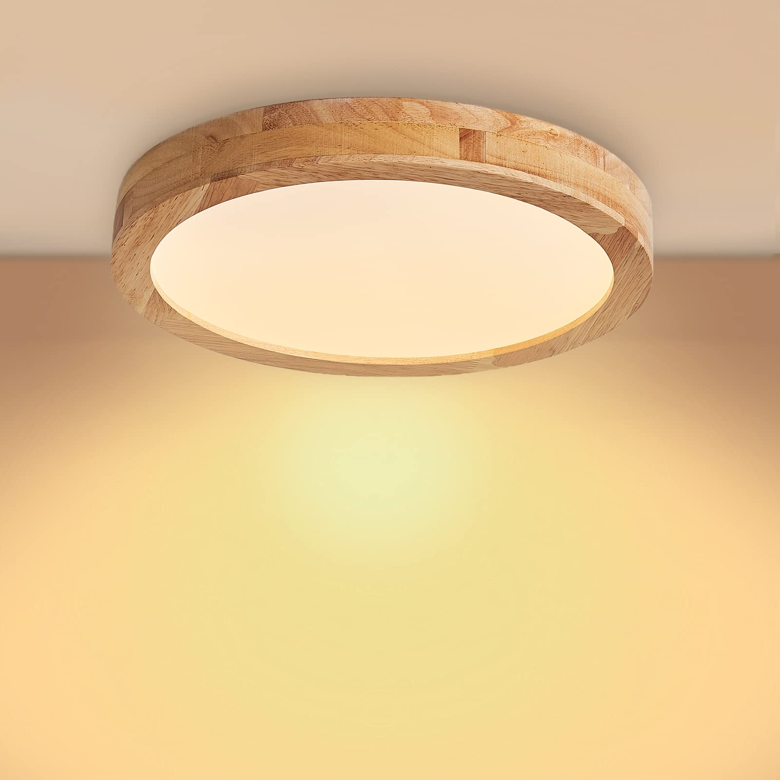 Baerolc Plafoniera LED Soffitto 30CM Legno 20W