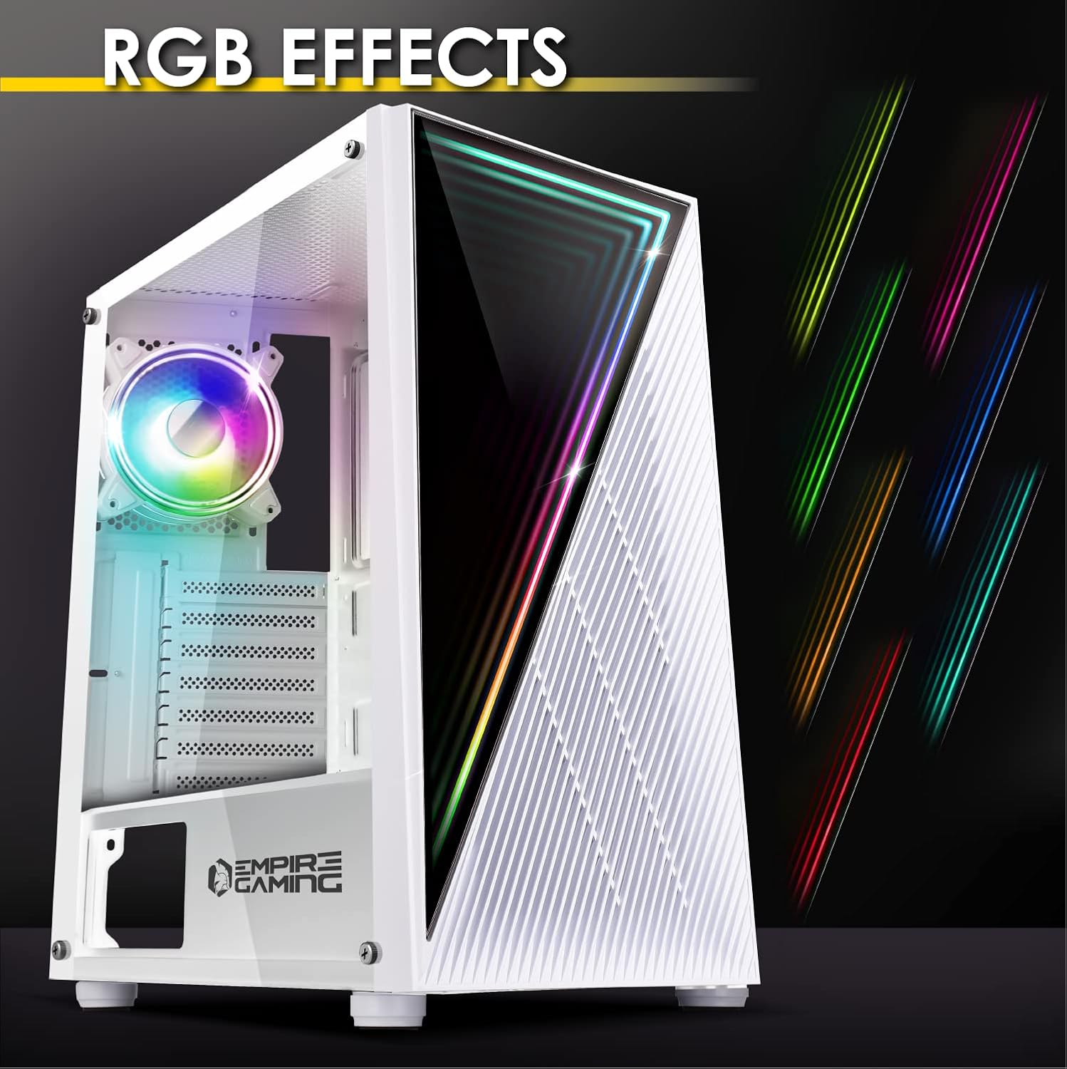 Empire Gaming Case PC Gamer Crystal ARGB Mid-Tower, Bianco - immagine 8