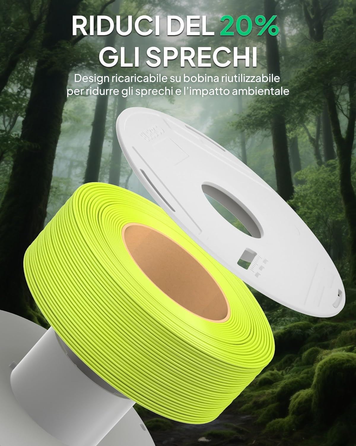 Elegoo Filamento PLA Basic Ricarica 1,75 mm 4 kg - immagine 2