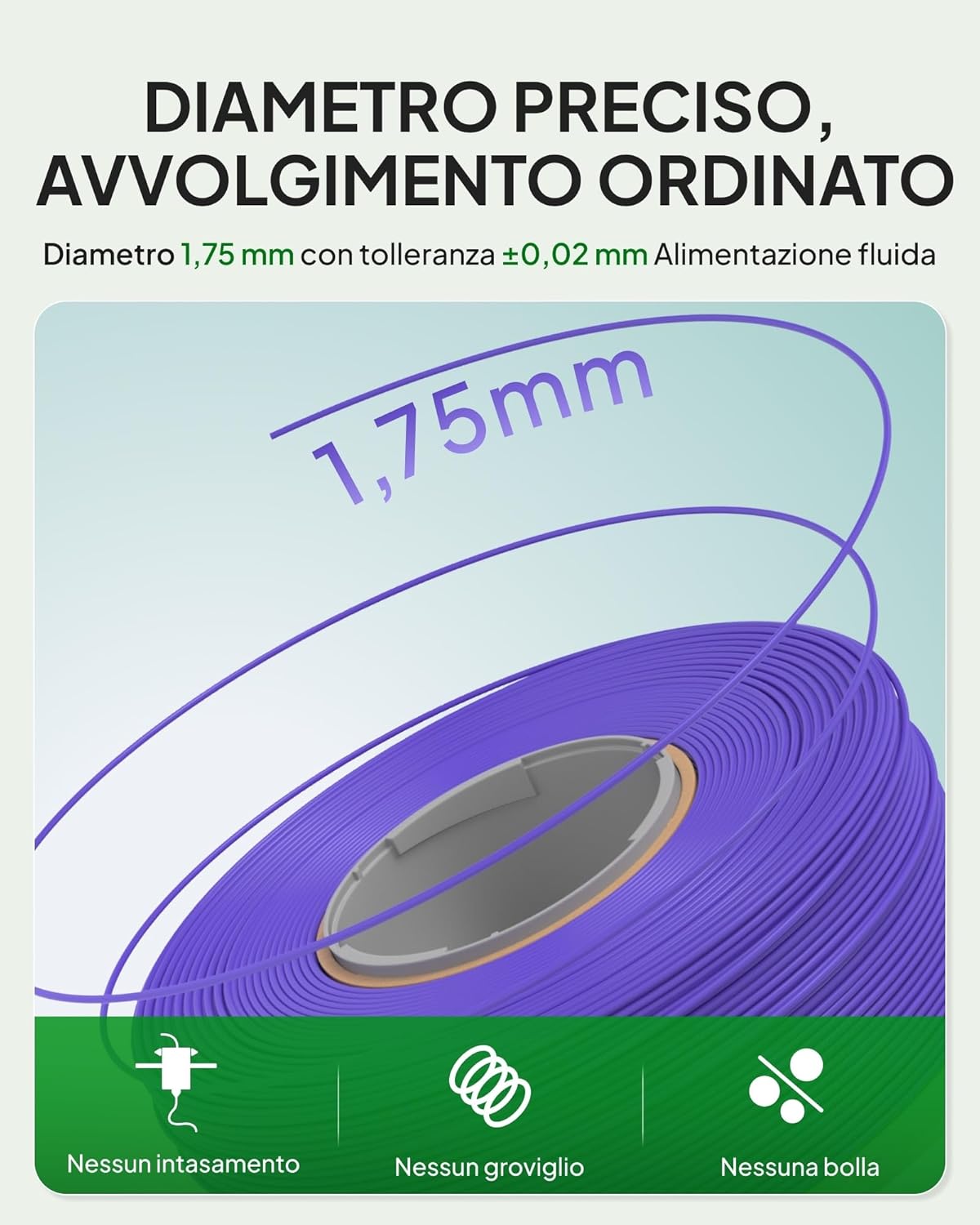 Elegoo Filamento PLA Basic Ricarica 1,75 mm 4 kg - immagine 3