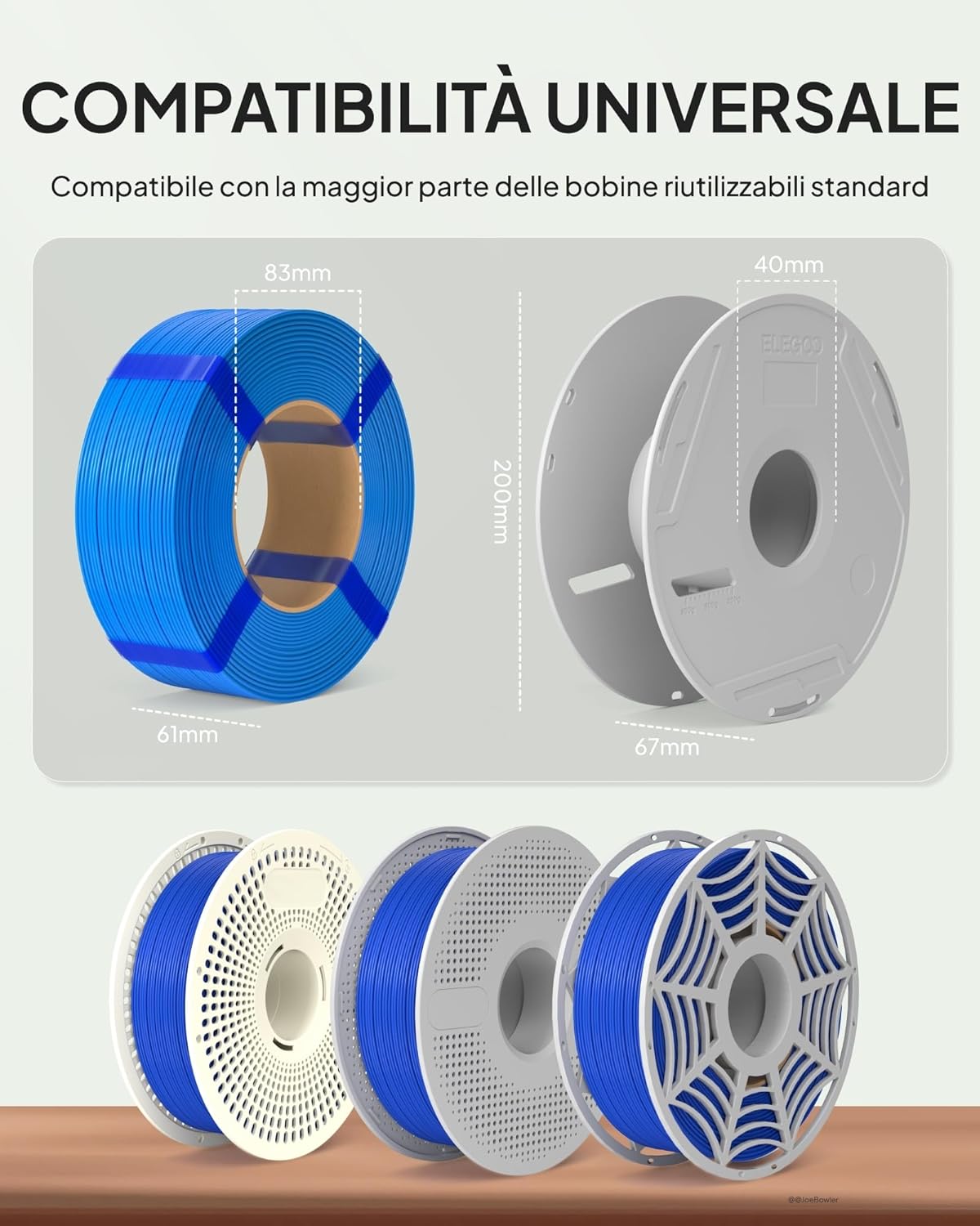 Elegoo Filamento PLA Basic Ricarica 1,75 mm 4 kg - immagine 4