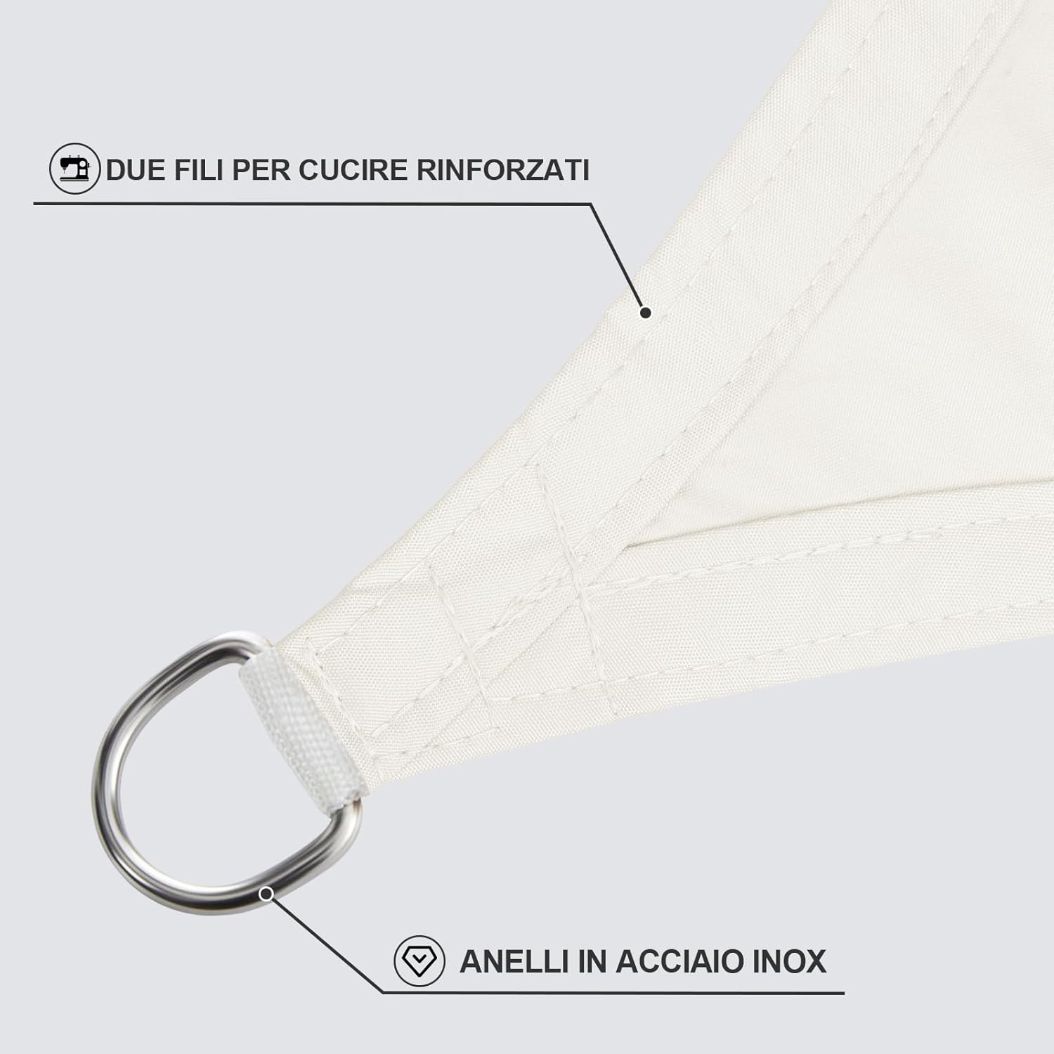 Tenda a Vela Rettangolare 4x5m, Crema - immagine 3