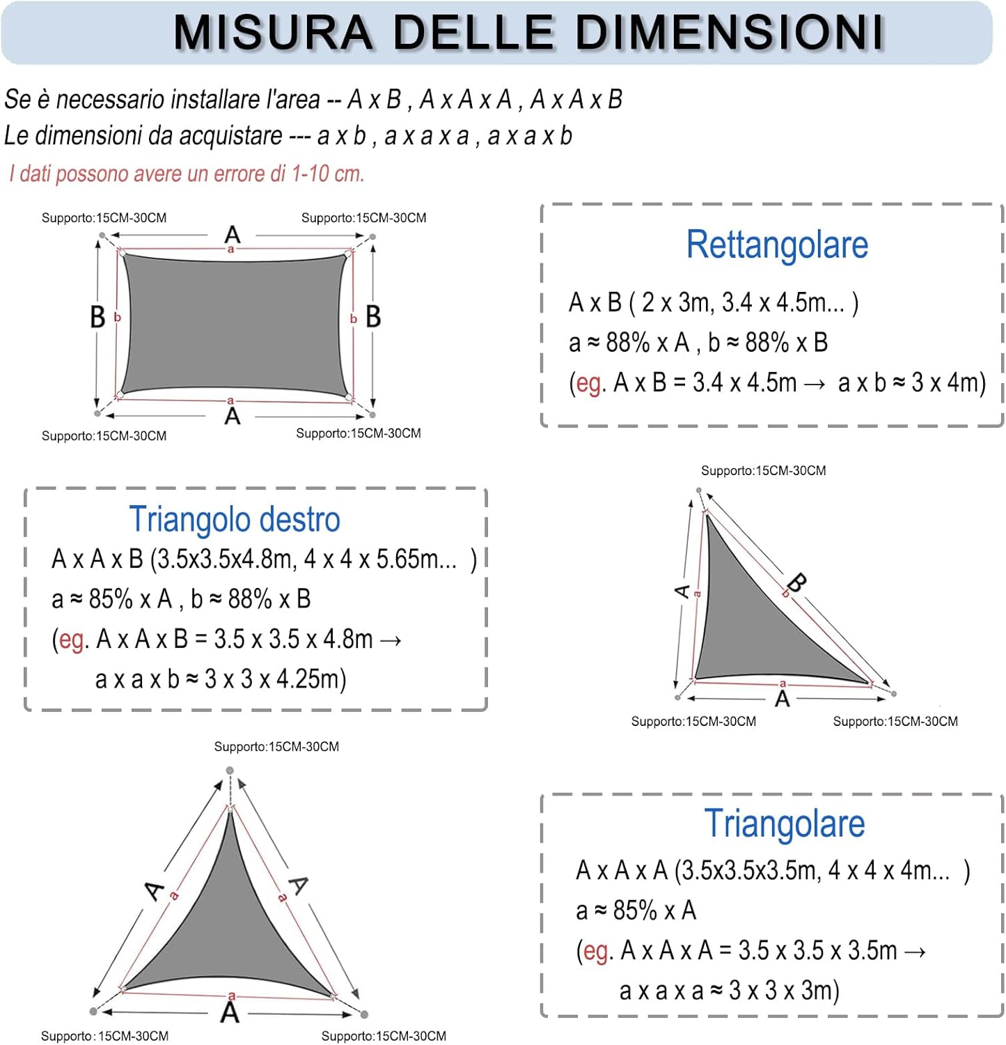 Tenda a Vela Rettangolare 4x5m, Crema - immagine 5