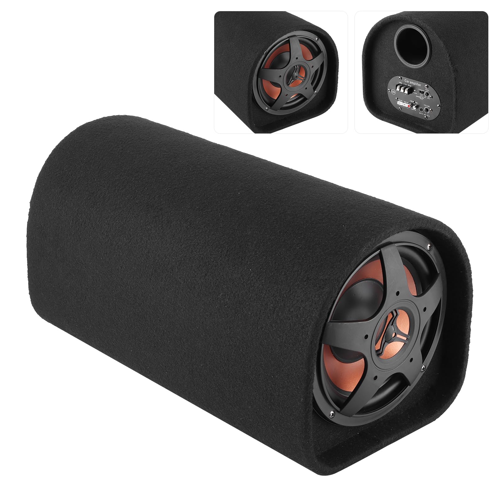 12V Auto Subwoofer Bass Speaker Amplificatore Audio Potente audio di basso per auto Modifica audio ABS in pelle nera 43x25x24cm