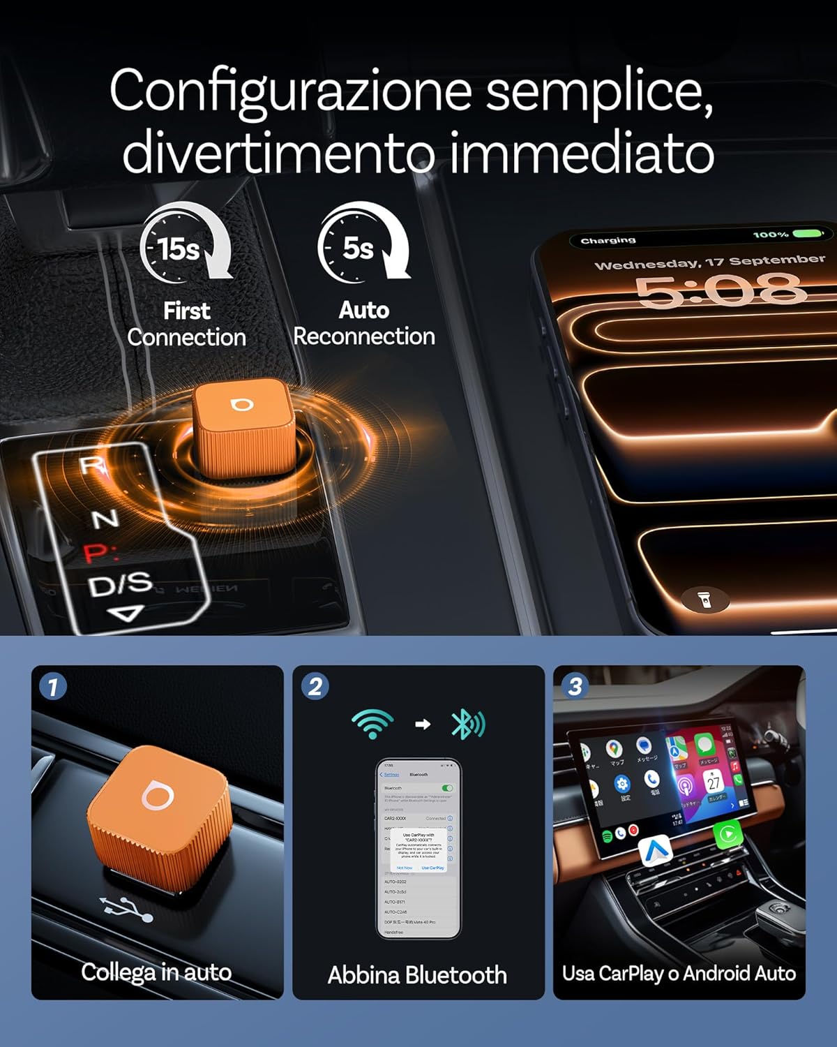 Ottocast MINI 3.0 Slim - Adattatore CarPlay Wireless 2-in-1 - immagine 7