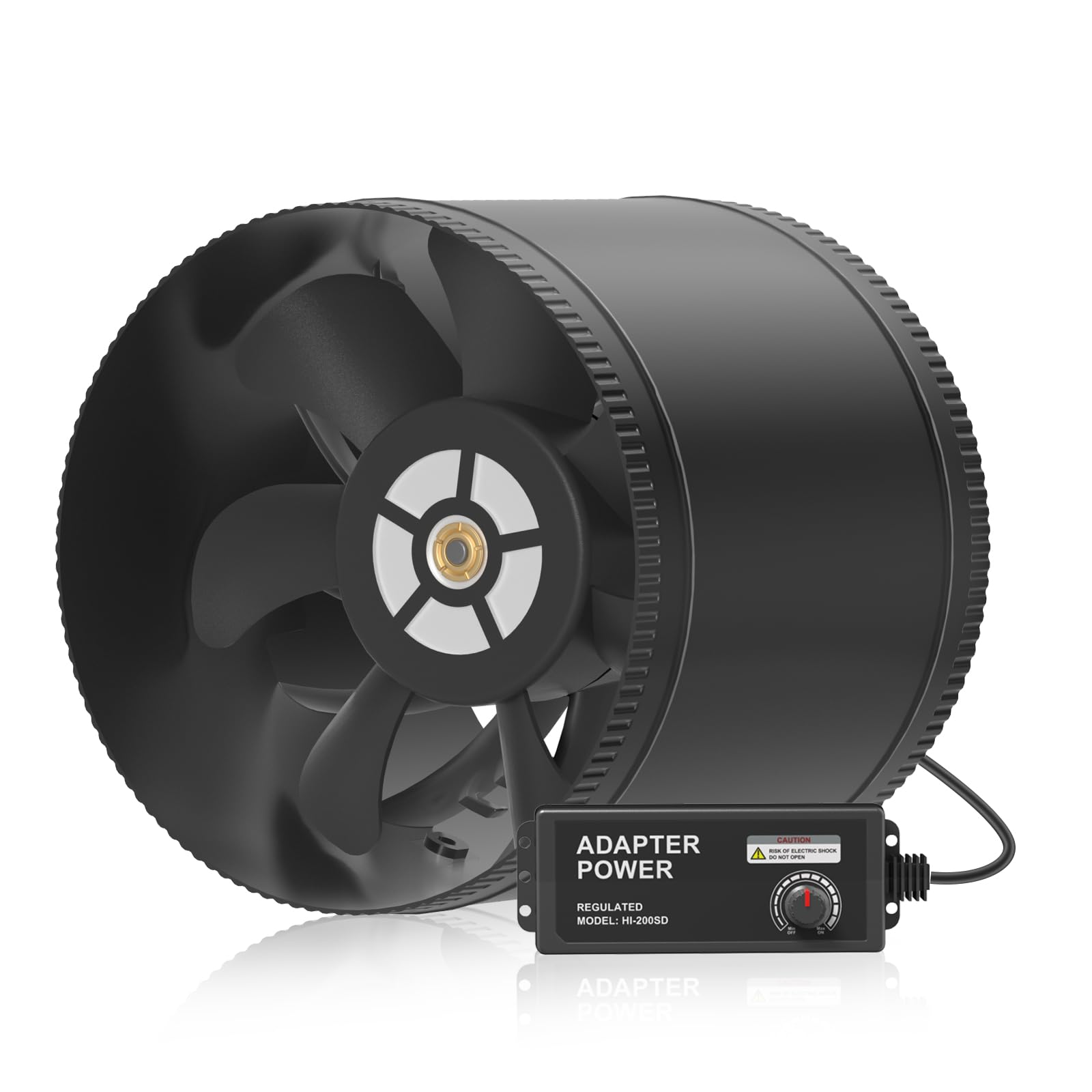 Hon&guan Ventilatore Tubolare 200mm 1060m³/h, Nero