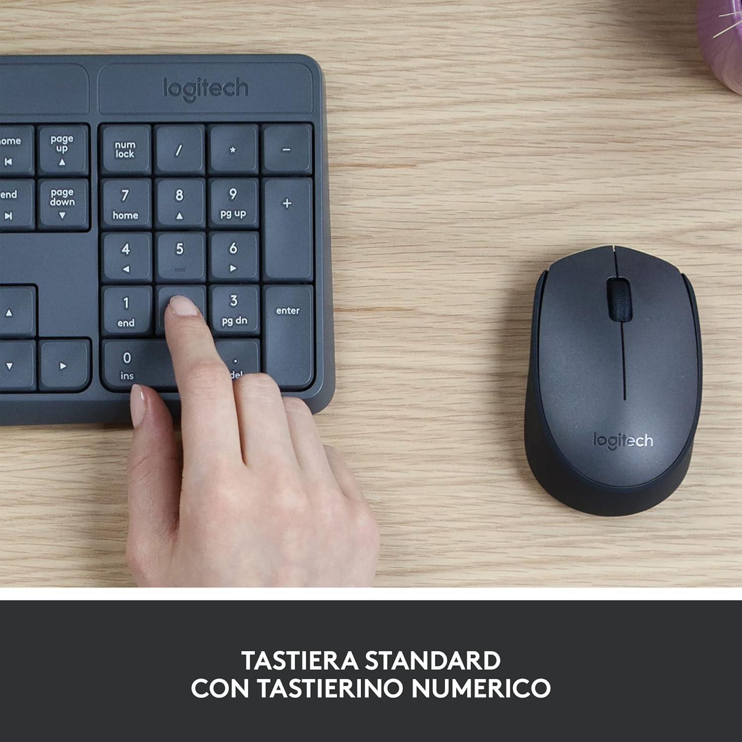 Logitech MK235 Kit Mouse e tastiera, Layout QWERTZ, Nero - immagine 3