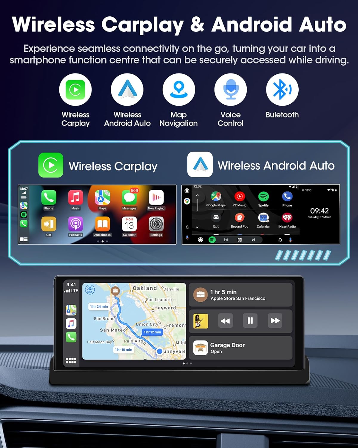 Carplay Android Auto Wireless con Touchscreen 10,26 Pollici - immagine 3