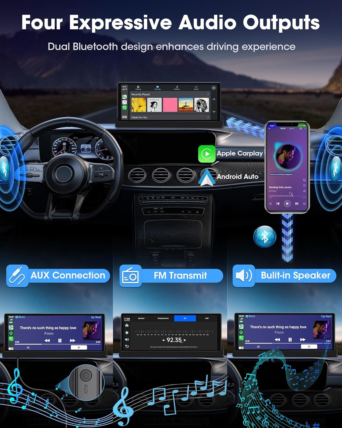 Carplay Android Auto Wireless con Touchscreen 10,26 Pollici - immagine 5