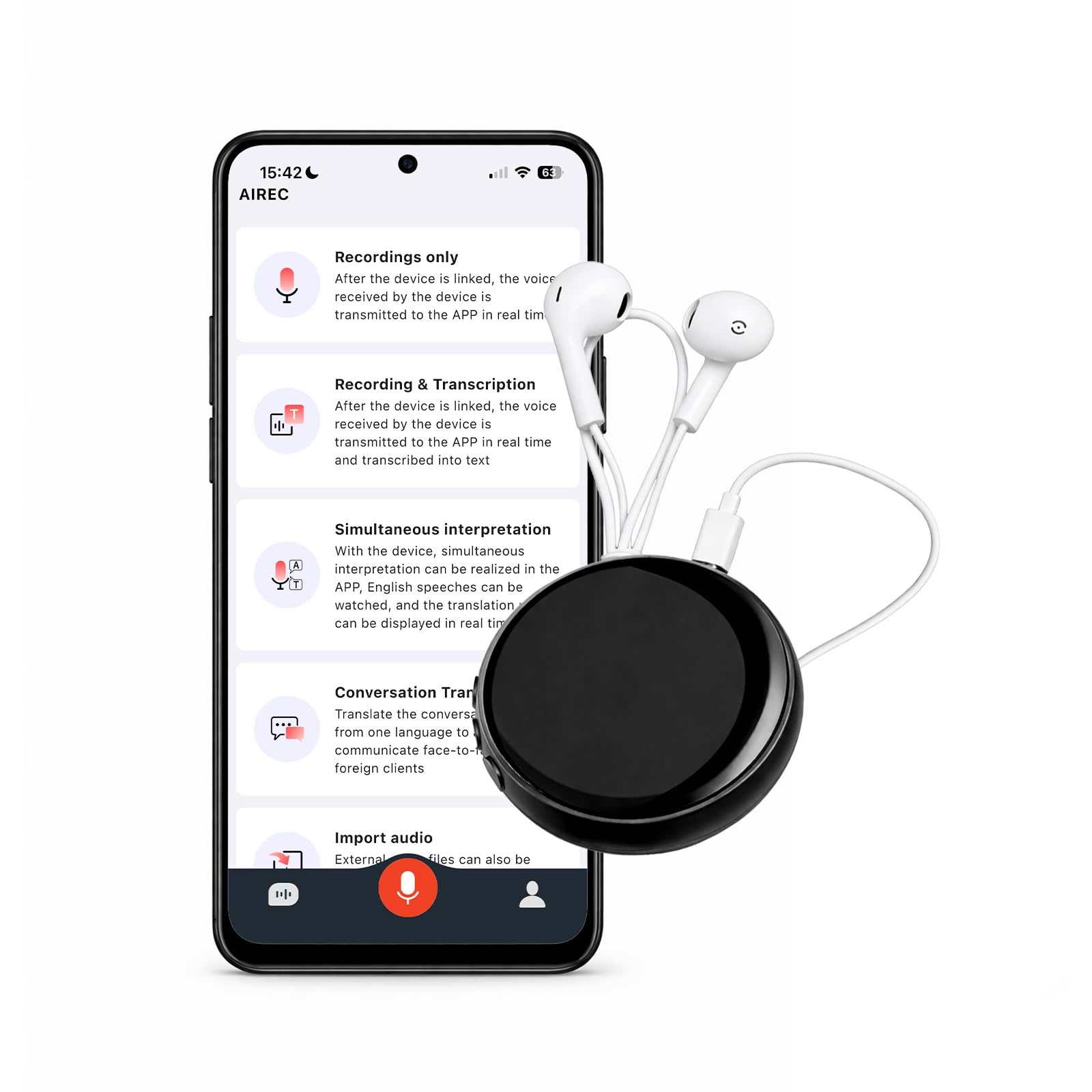 Mmobiel Registratore Vocale AI Digitale 32GB