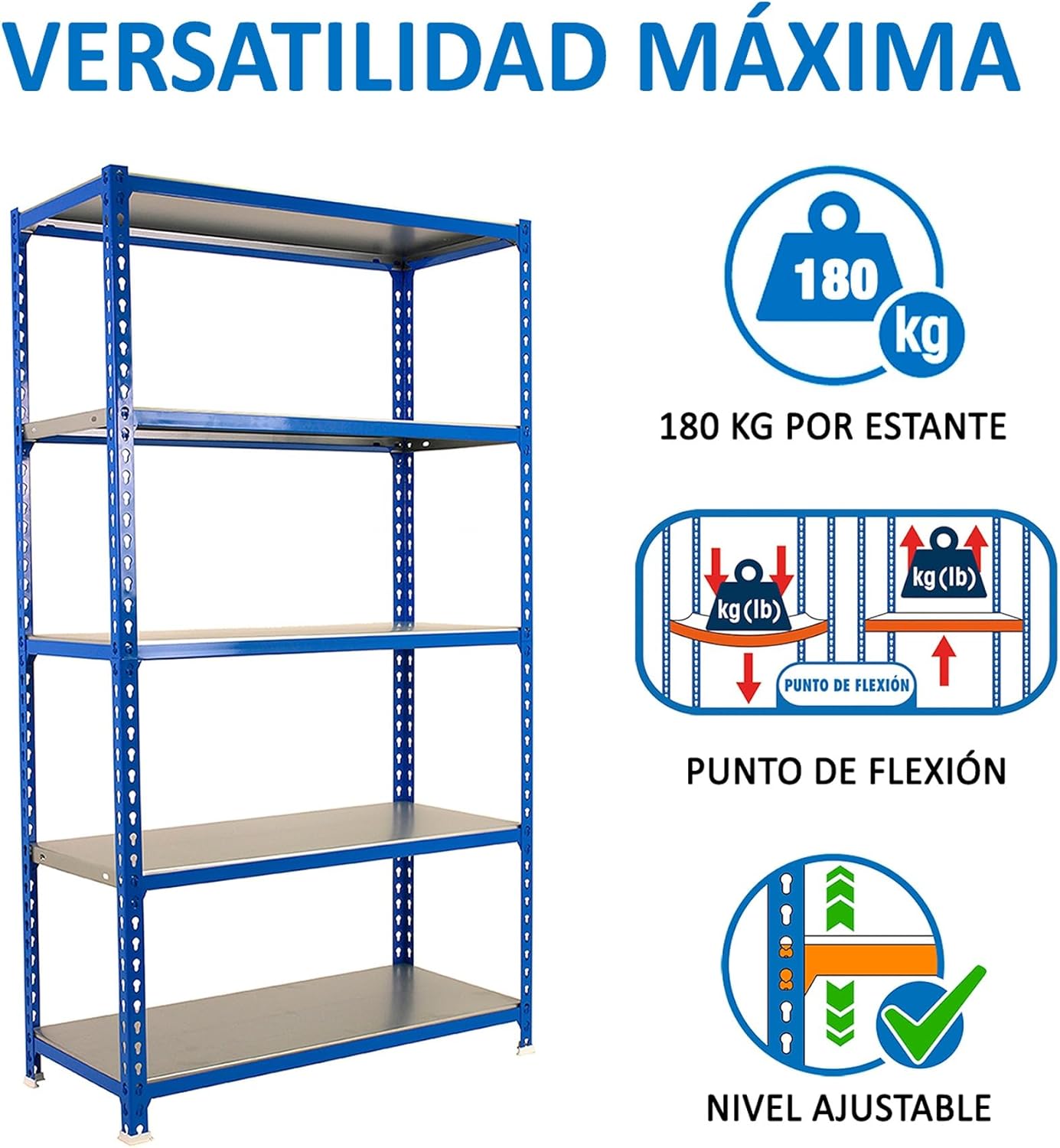 Simon Rack Scaffale Metallo Garage 5 Ripiani 180kg - immagine 5