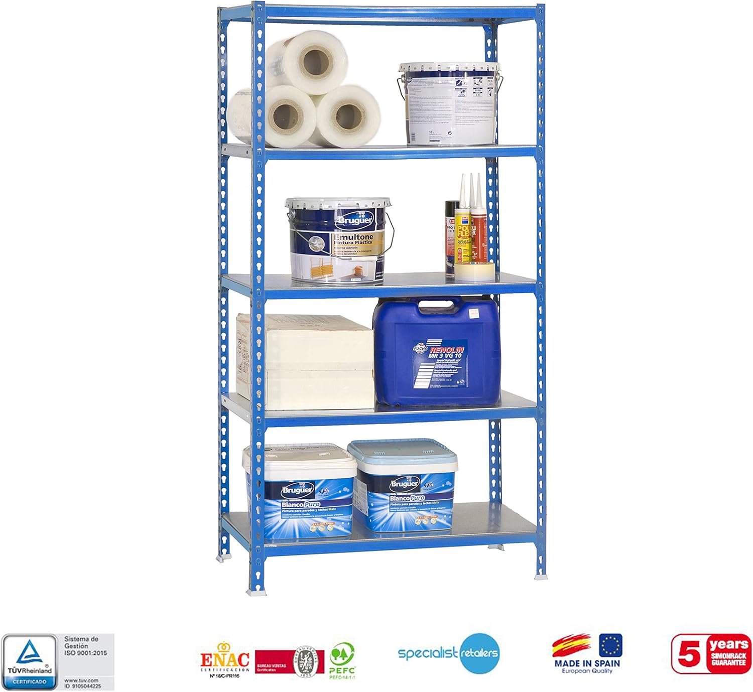 Simon Rack Scaffale Metallo Garage 5 Ripiani 180kg - immagine 9