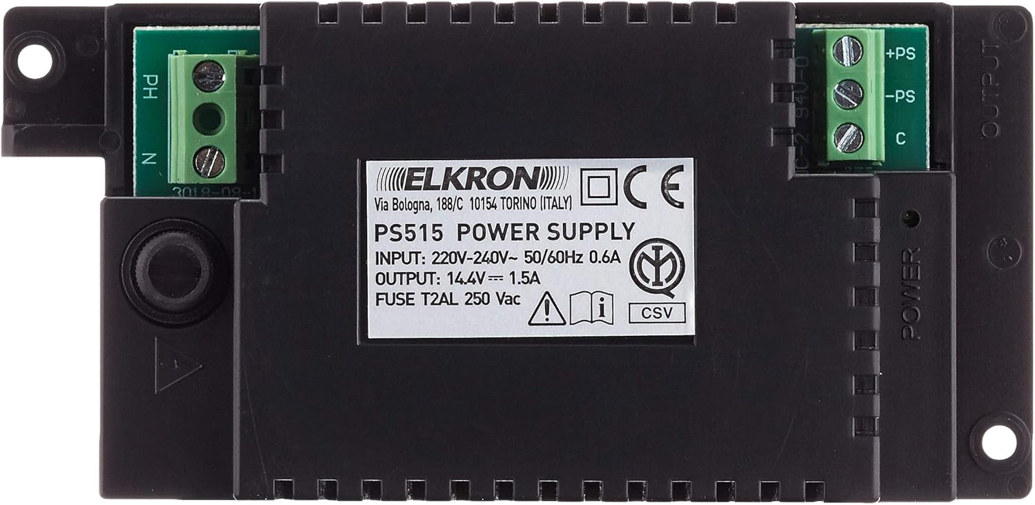 Elkron PS515 Alimentatore di Ricambio 14.4V 1.5A, Nero - immagine 2