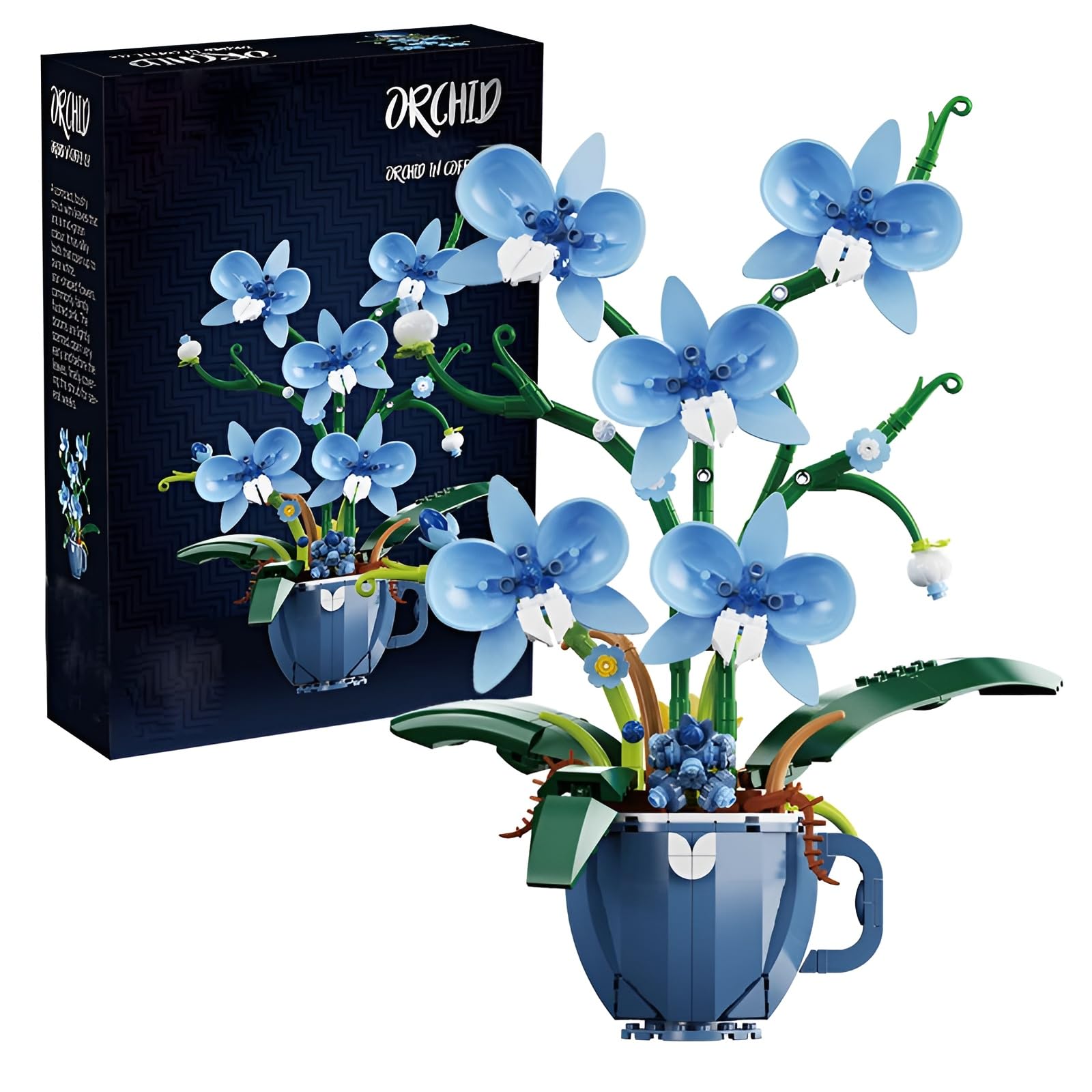 Set Mattoncini Costruzione Orchidea Blu - Pianta Artificiale