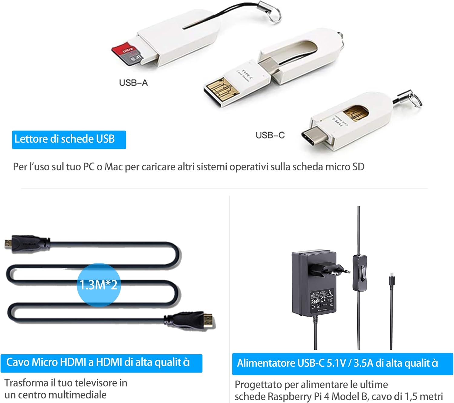 Irasptek Kit Avvio Raspberry Pi 4B 4GB RAM 64GB SD - immagine 5