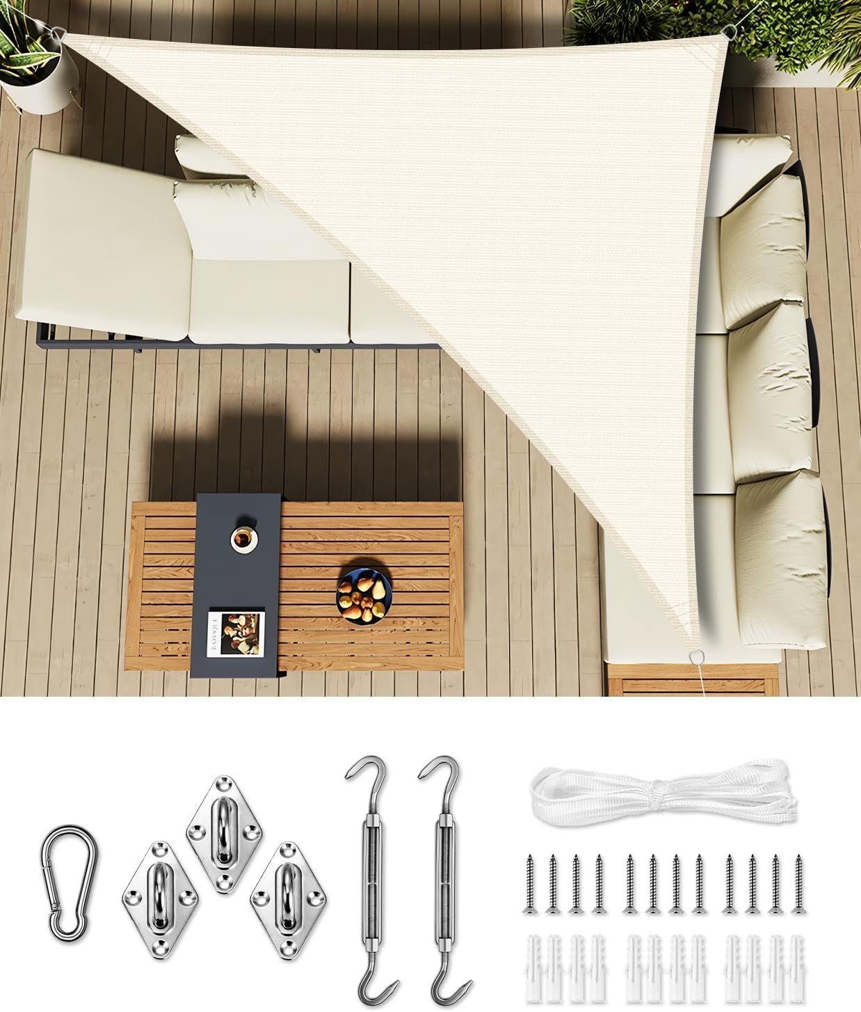 Love Story Vela Ombreggiante Triangolare 5x5x7m Beige