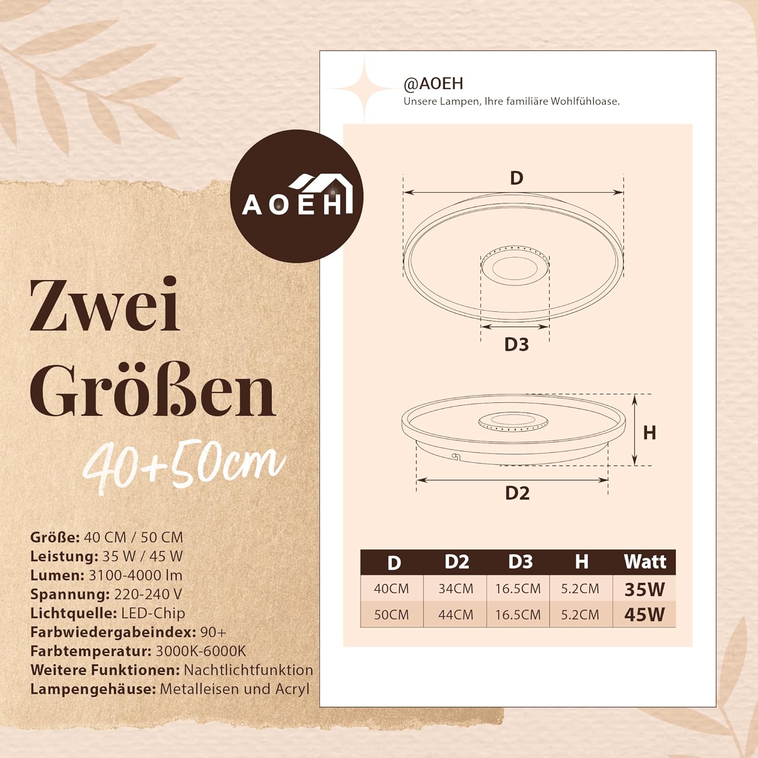 Plafoniera LED Dimmerabile con Telecomando 35W, 40cm - immagine 7